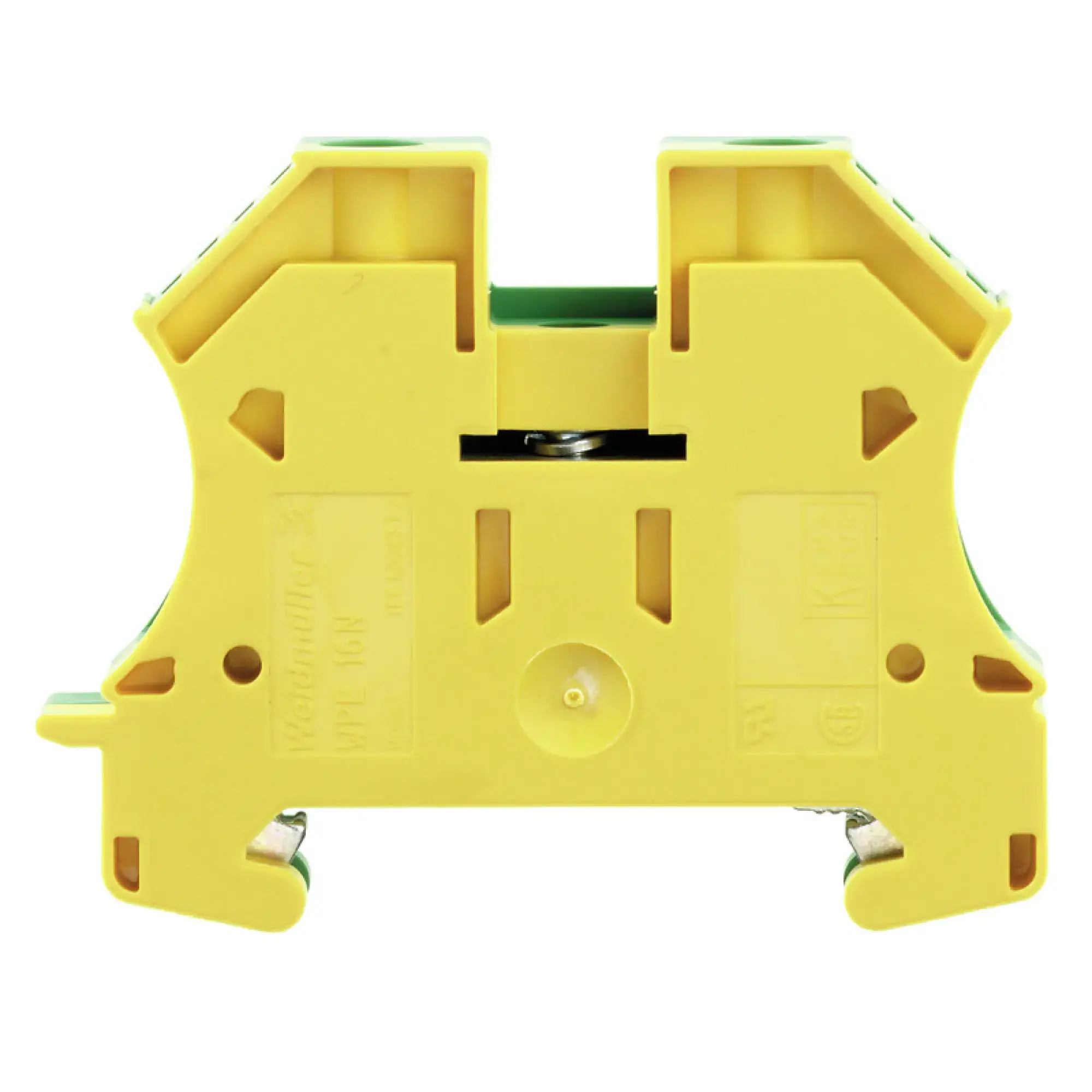 Weidmüller 1019100000 PE terminal, Screw connection, Green/yellow, 16 mm², 690 V, Number of connections: 2, Number of levels: 1, TS 35, V-0, Wemid (img_001)