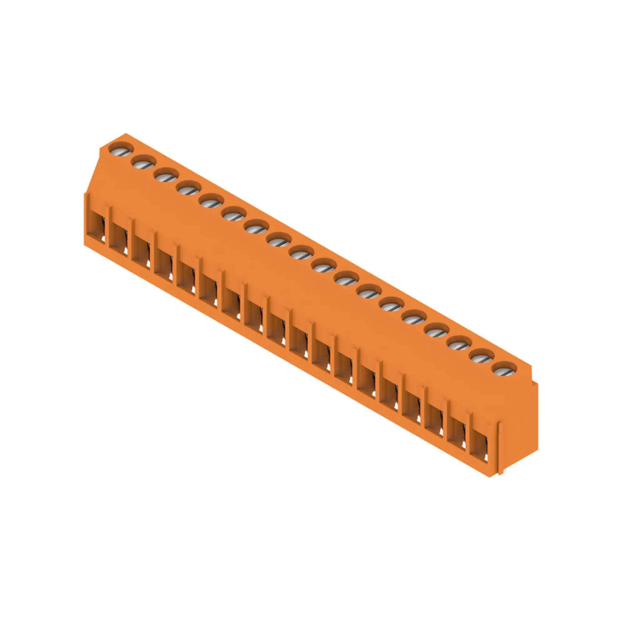 Weidmüller 1001990000 PCB terminal, 320 V, 32.5 A, Pitch in mm: 5.08, 6 mm², Number of poles: 18, Clamping yoke connection, THT solder connection, 90°, Box (img_001)