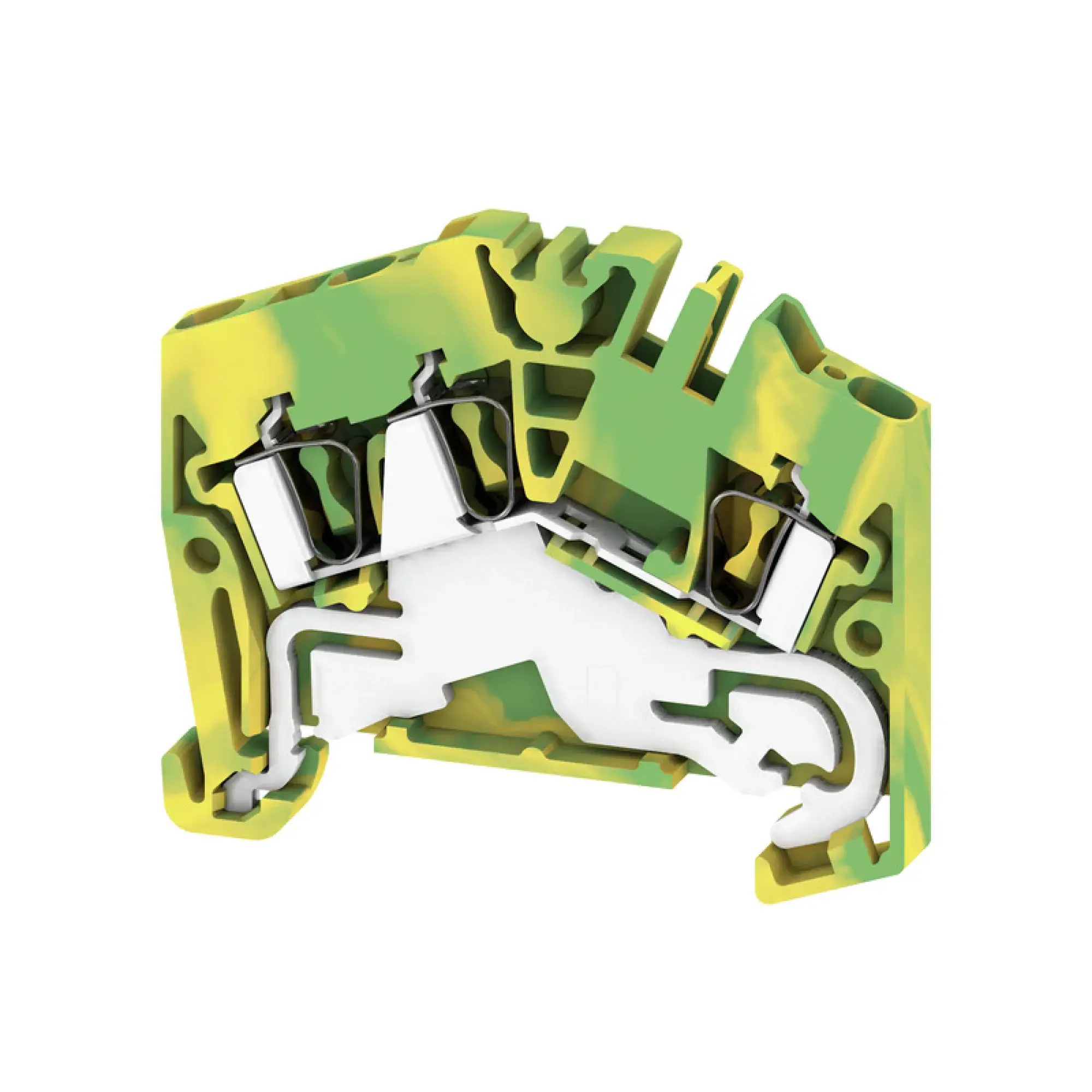 Weidmüller 1706090000 PE terminal, Tension-clamp connection, Green/yellow, 2.5 mm², 800 V, Number of connections: 3, Number of levels: 1, TS 35, V-0, Wemid (img_001)