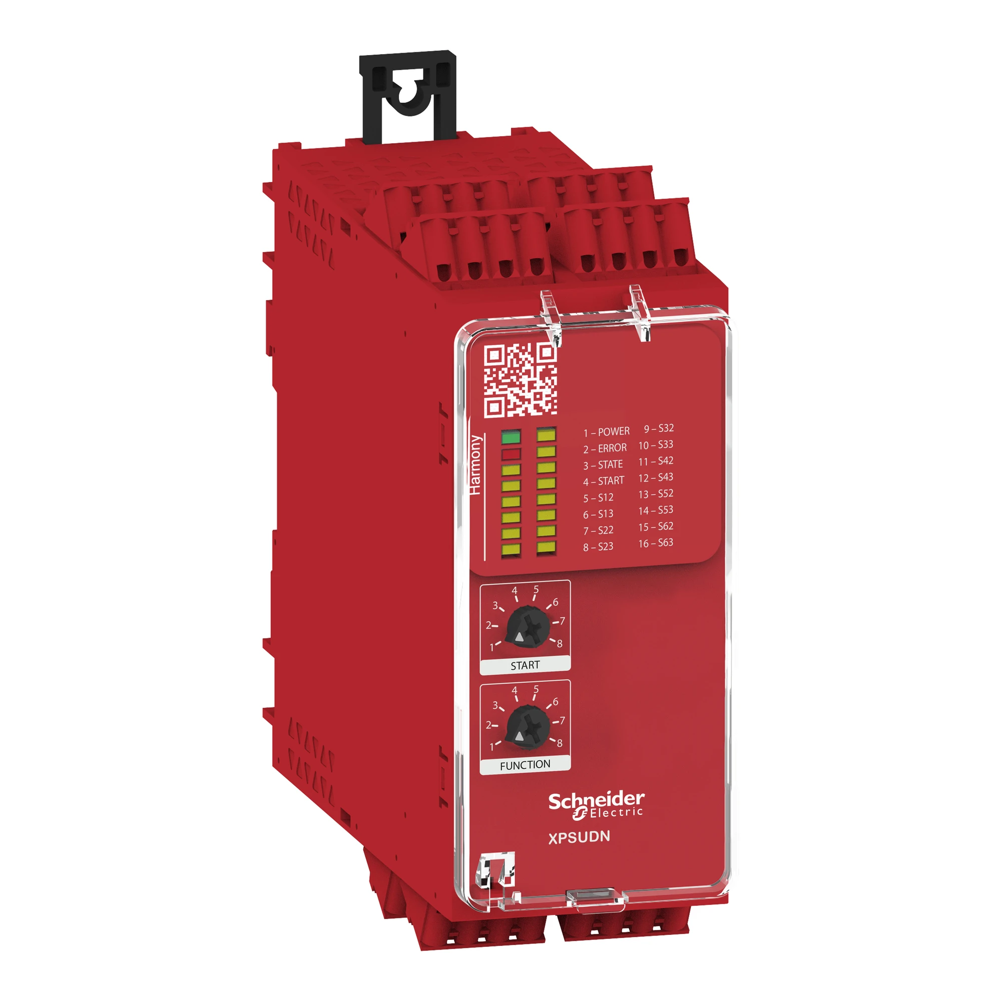 Schneider Electric XPSUDN33AC Safety relay, Harmony XPSU, 8 functions, 6 circuits, PLe/Cat4/SIL3, 3NO 1NC, Diagnostics, 48-240VAC/DC, spring-cage (img_001)