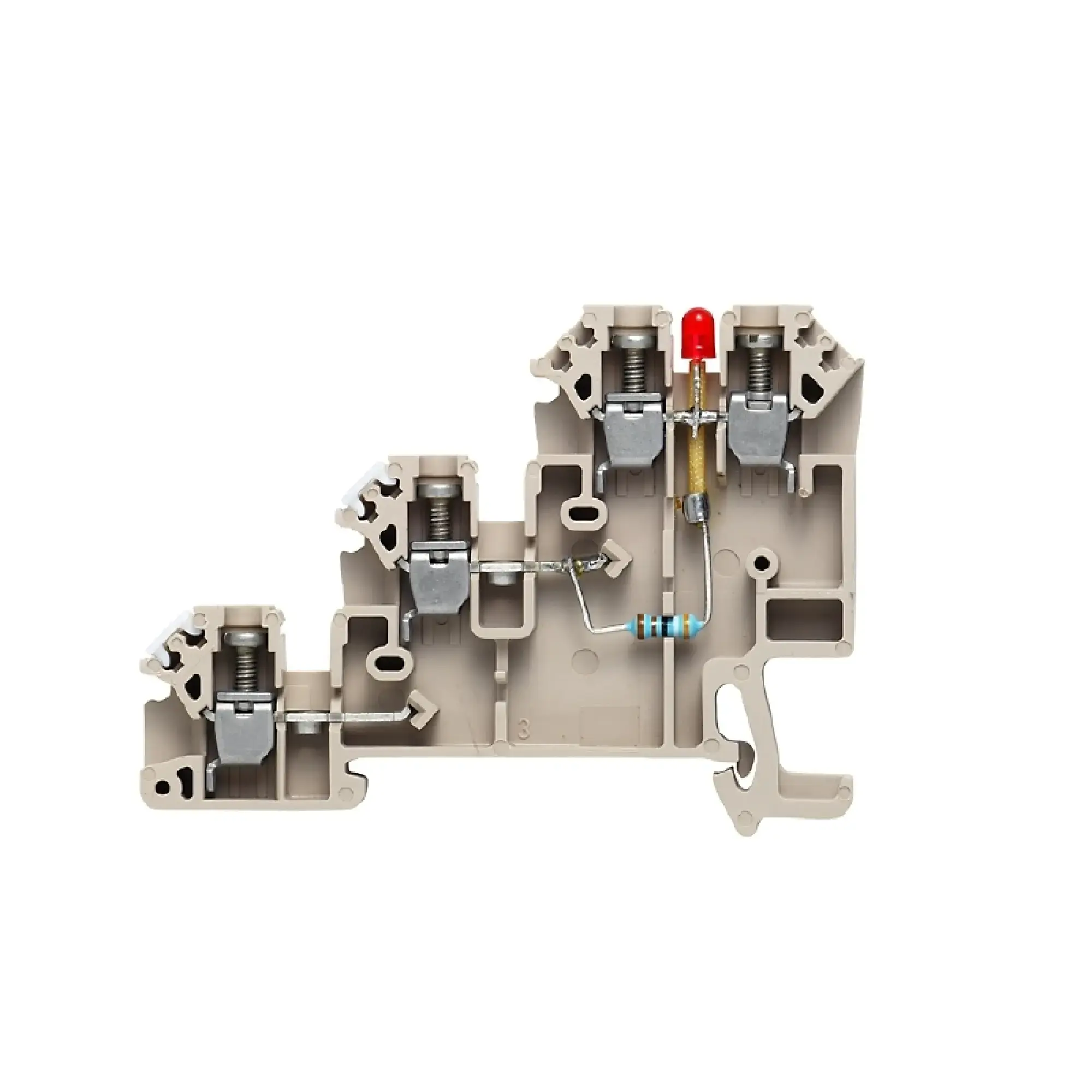 Weidmüller 1783950000 Initiator/actuator terminal, Screw connection, dark beige, 2.5 mm², 24 A, 30 V, Number of connections: 4, Number of levels: 3, TS 35, V-0, Wemid (img_001)