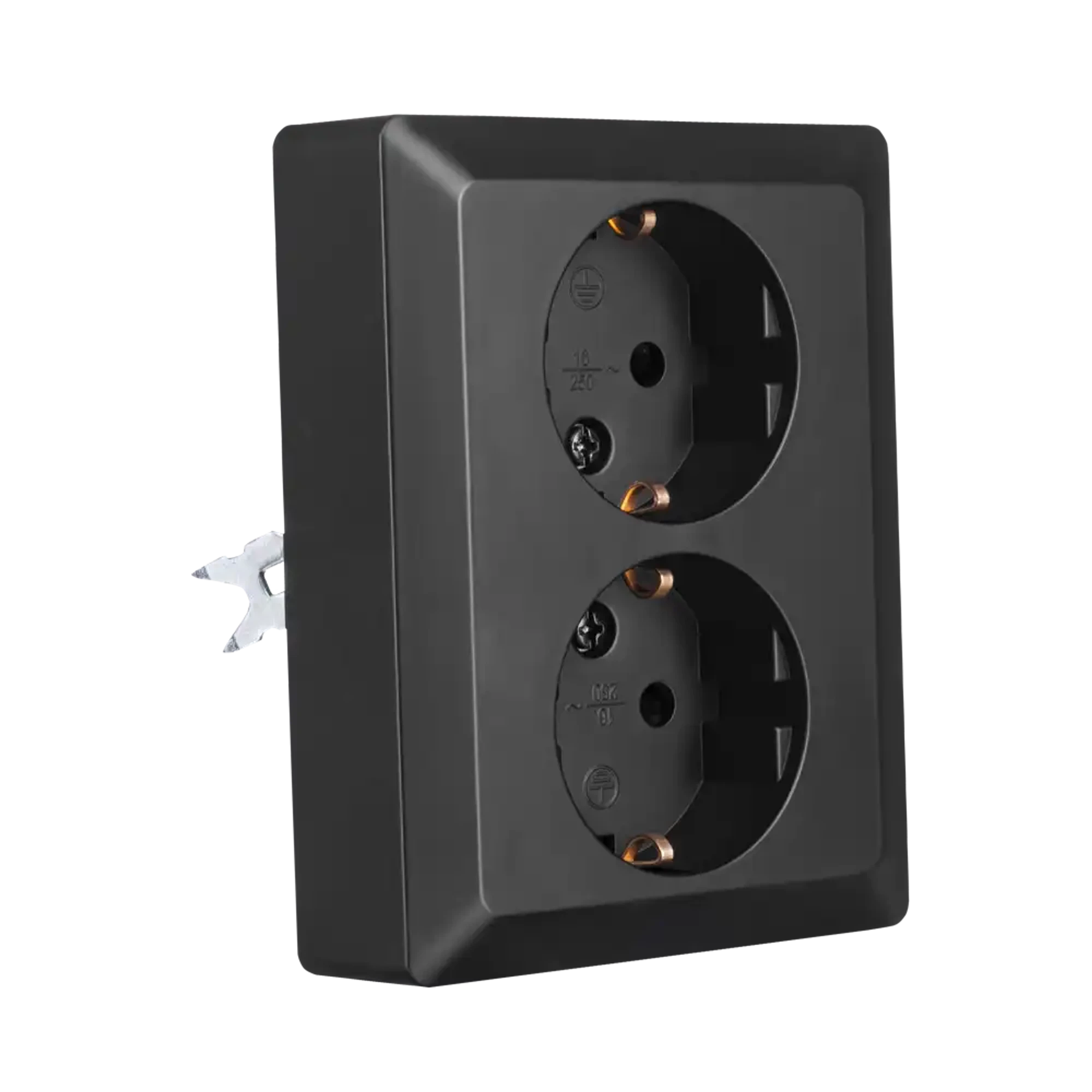 ION INDUSTRIES 10.300.716 Wall socket Half-Mounted 2-gang  Matt Black (img_002)