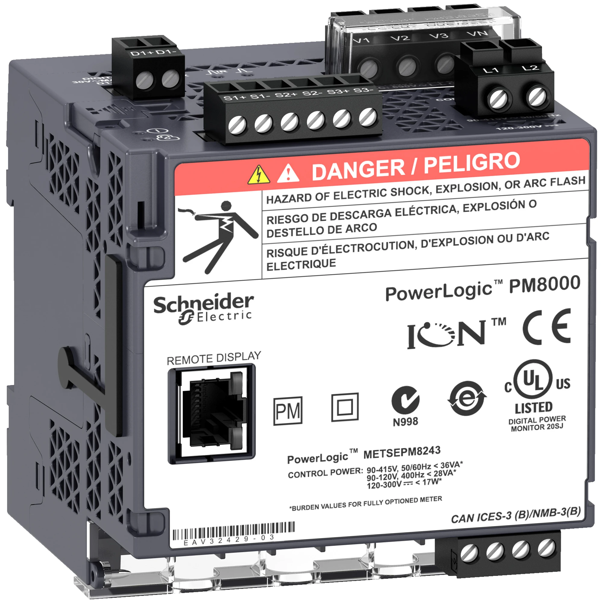 Schneider Electric METSEPM8243 Network Analyzer PM8243, DIN rail, without display (img_001)