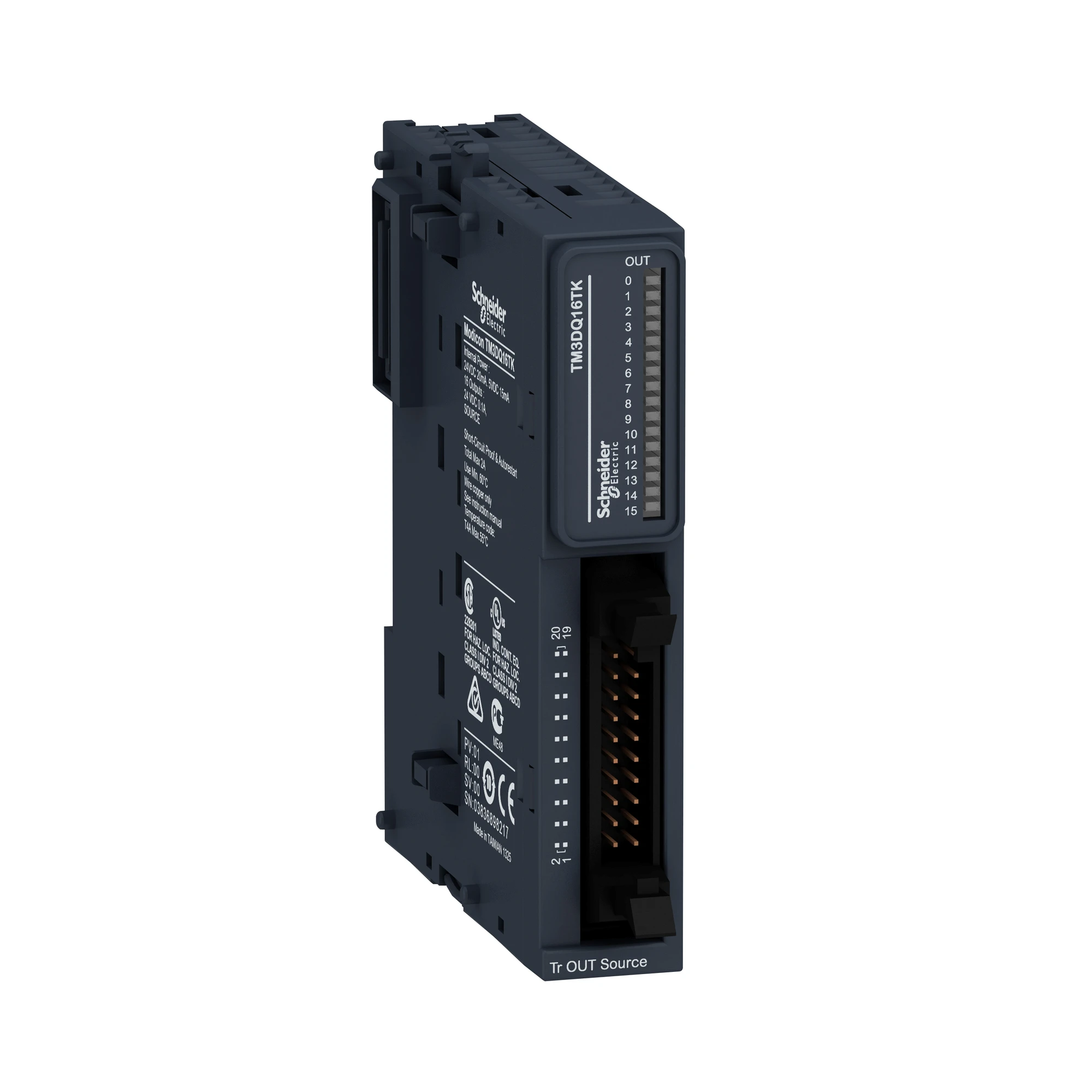 Schneider Electric TM3DQ16TK Digital Output Module, Modicon TM3, 16 Outputs, 24 VDC, Source Transistor, HE10 (img_001)