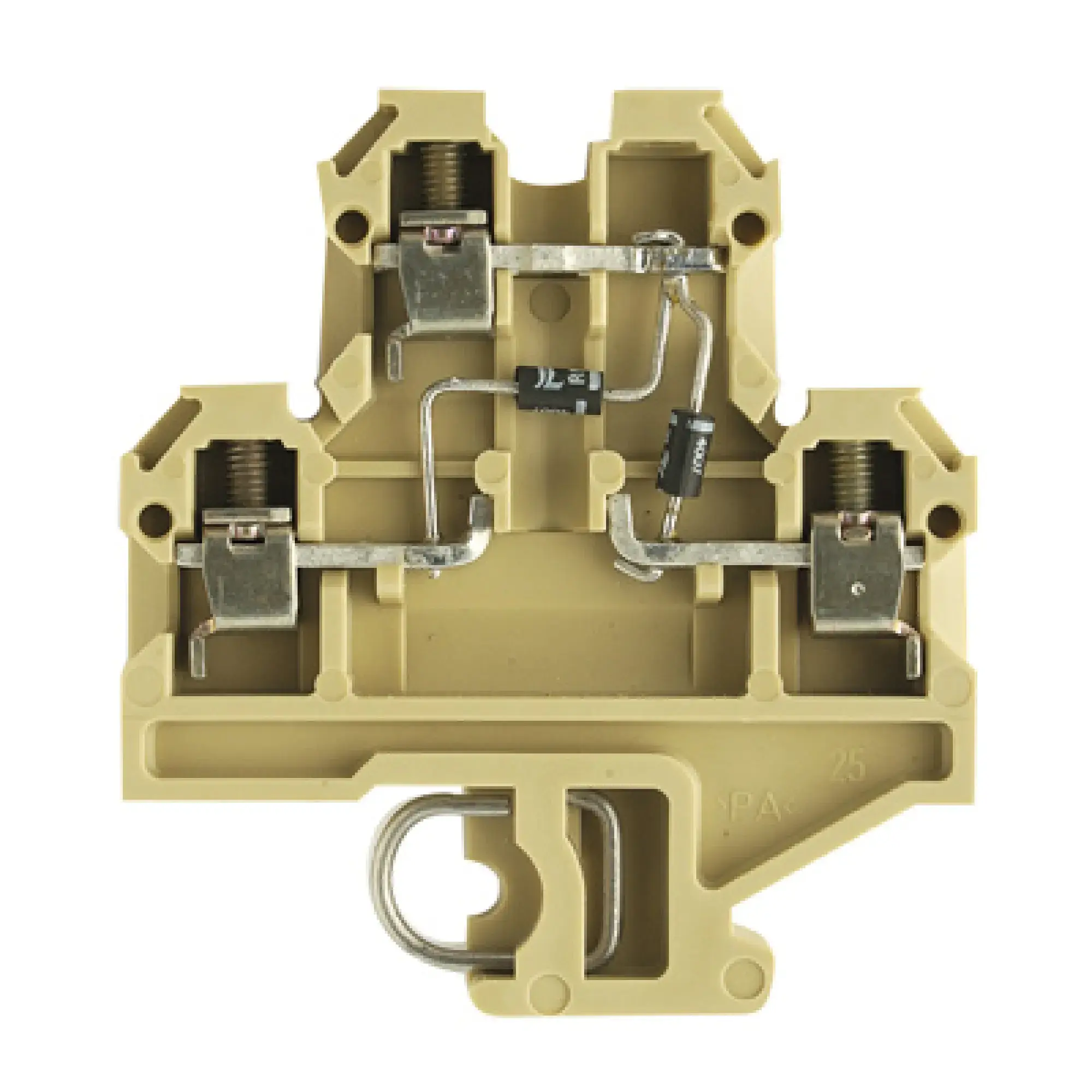 Weidmüller 0523760000 Component terminal block, Screw connection, beige / yellow, 4 mm², 380 V, 380 V, Number of connections: 4, Number of levels: 2, TS 32, V-2, PA 66 (img_001)