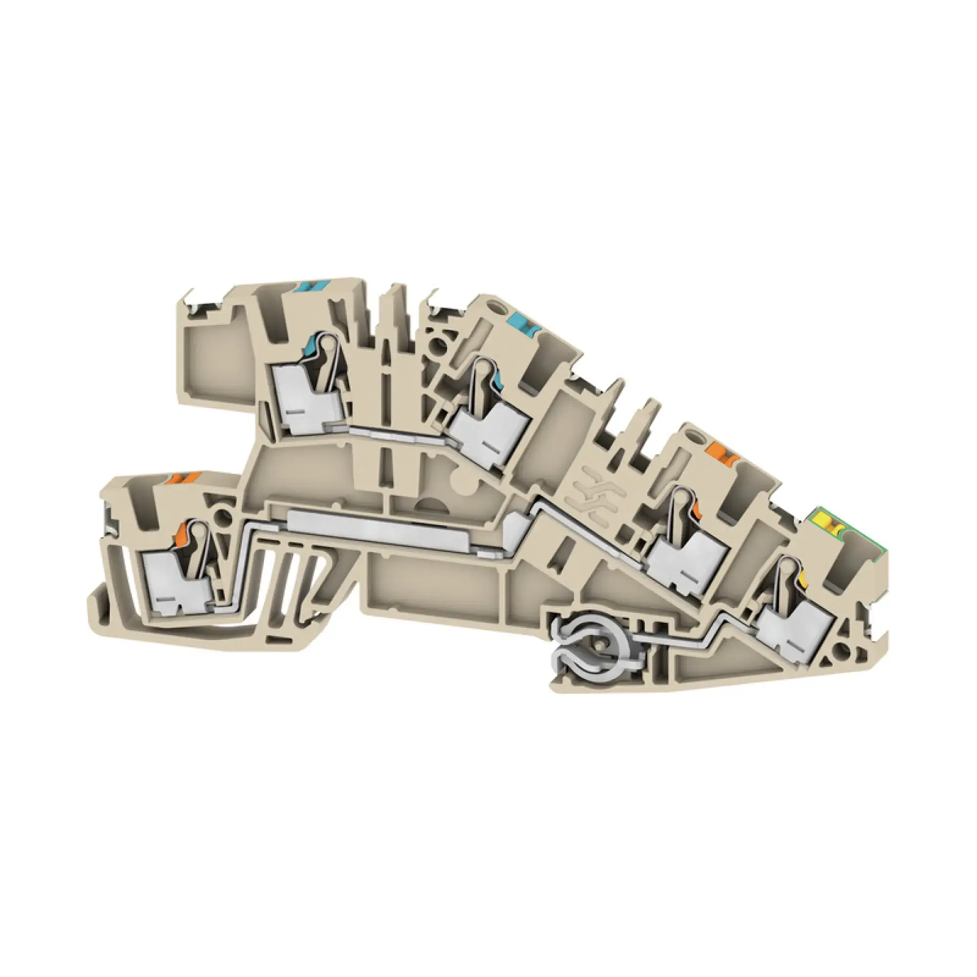 Weidmüller 2782600000 Multi level installation terminal block, PUSH IN, dark beige, 2.5 mm², 24 A, 250 V, Number of connections: 5, Number of levels: 3, TS 35, V-0, Wemid (img_001)