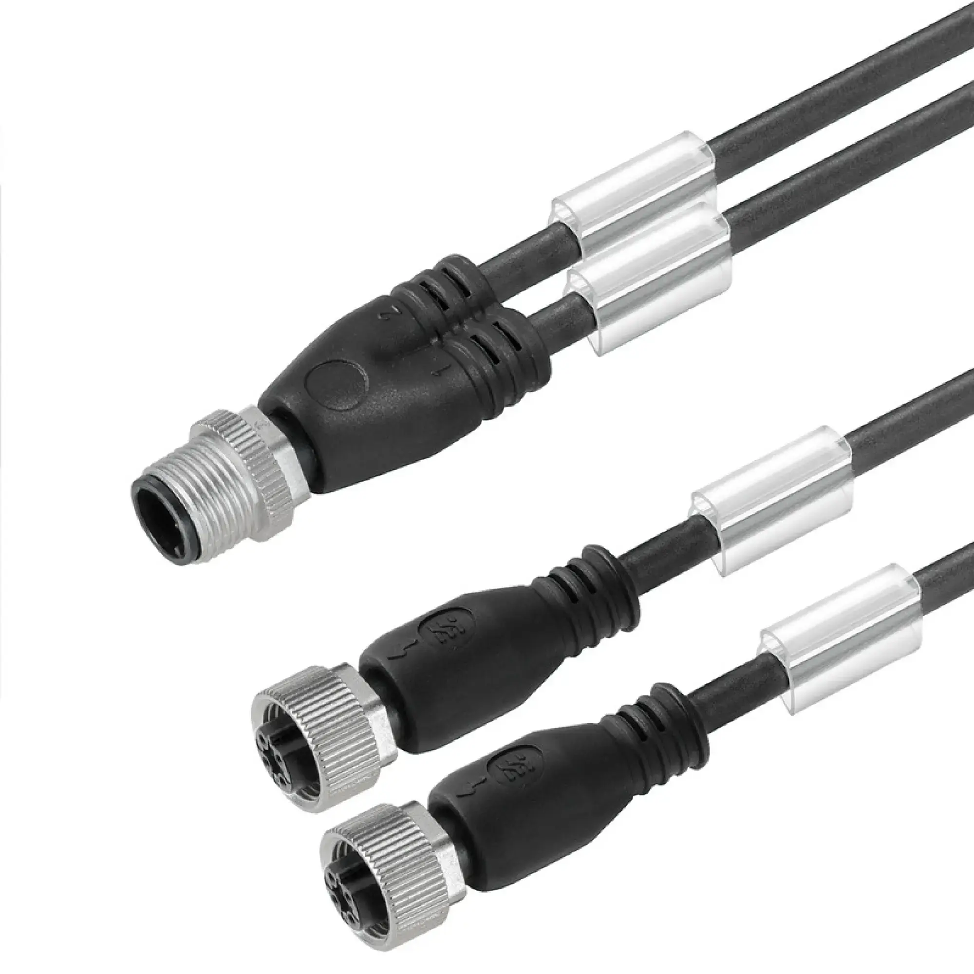 Weidmüller 1005460300 Sensor-actuator adaptor cable (assembled), Connecting line, M12 / M12, 3, 3 m, Twin cabling, pin, straight, 2x socket, straight, black (img_001)
