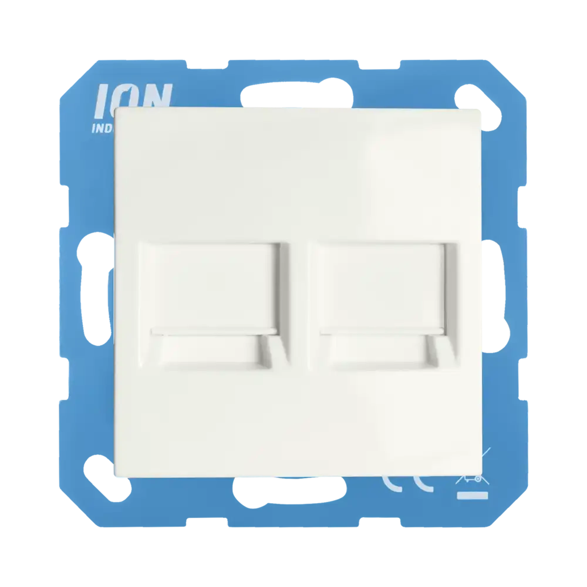 ION INDUSTRIES 13.302.014 Modular Jack 2-gang with Central Plate E1 Alpine White (img_001)