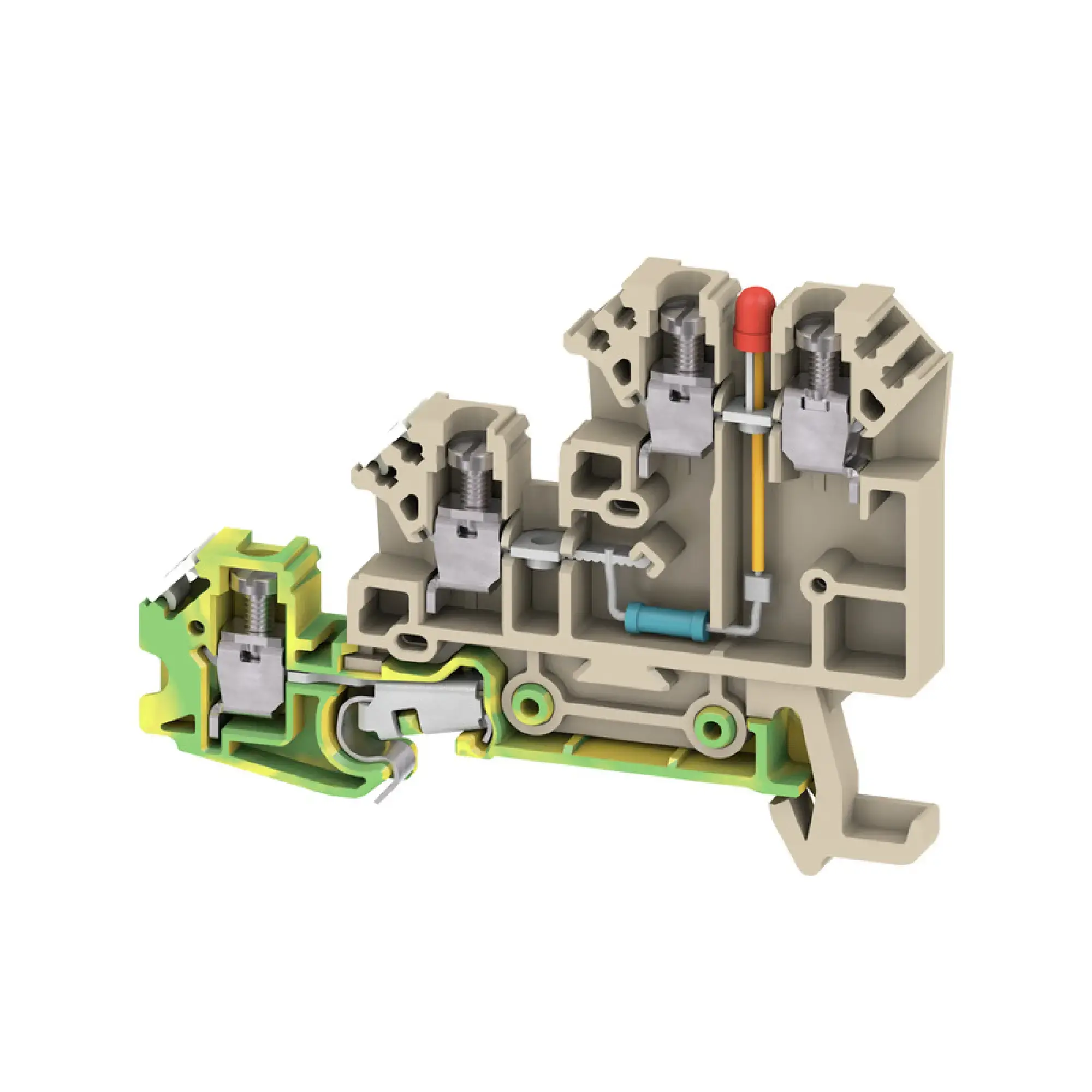 Weidmüller 1783600000 Initiator/actuator terminal, Screw connection, dark beige, 2.5 mm², 17.5 A, 30 V, Number of connections: 3, Number of levels: 3, TS 35, V-0, Wemid (img_001)