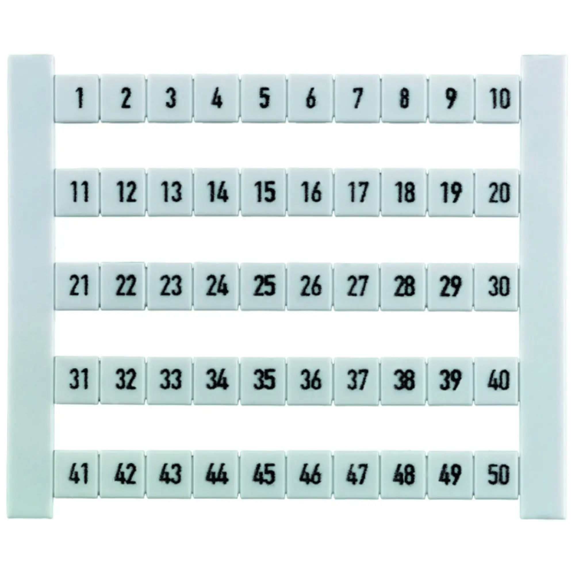 Weidmüller 0468660001 Terminal marking, white, Pitch in mm: 6.00, Printed characters: Numbers, horizontal, Width: 6 mm, Height: 5 mm (img_001)