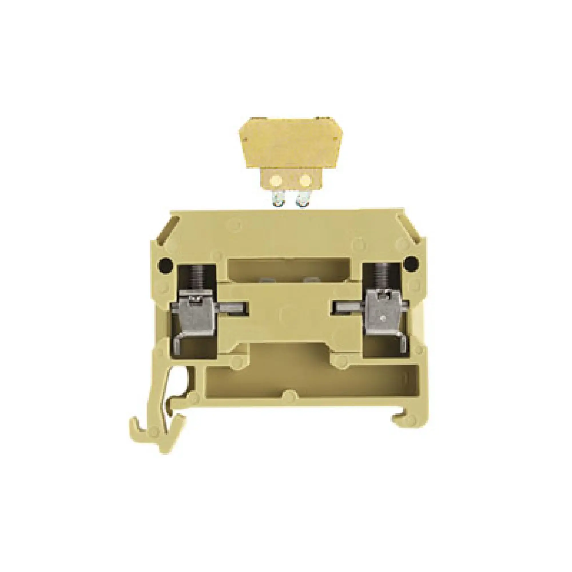 Weidmüller 0185760000 Test-disconnect terminal, Screw connection, beige / yellow, 4 mm², 10 A, 250 V, Number of connections: 2, Number of levels: 1 (img_001)