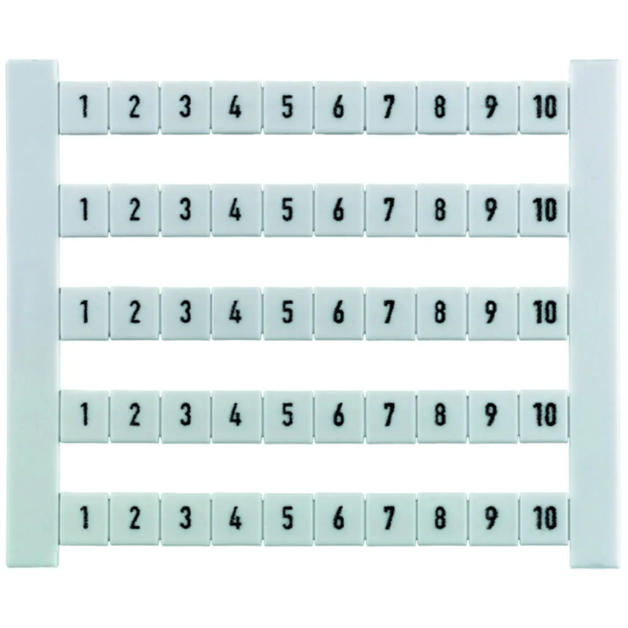 Weidmüller 0468160101 Terminal marking, white, Pitch in mm: 6.50, Printed characters: Numbers, horizontal, Width: 6.5 mm, Height: 5 mm (img_001)