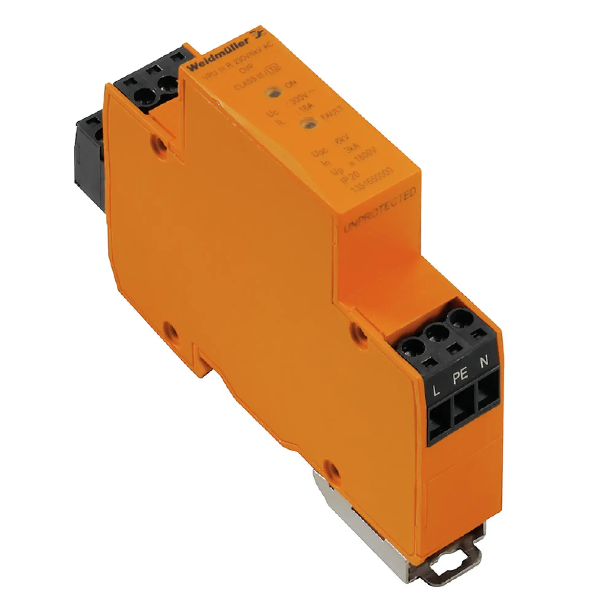Weidmüller 1351650000 Surge voltage arrester  (power supply systems), with remote contact, Type III, Low voltage network: Single-phase, AC, 230 V (img_001)