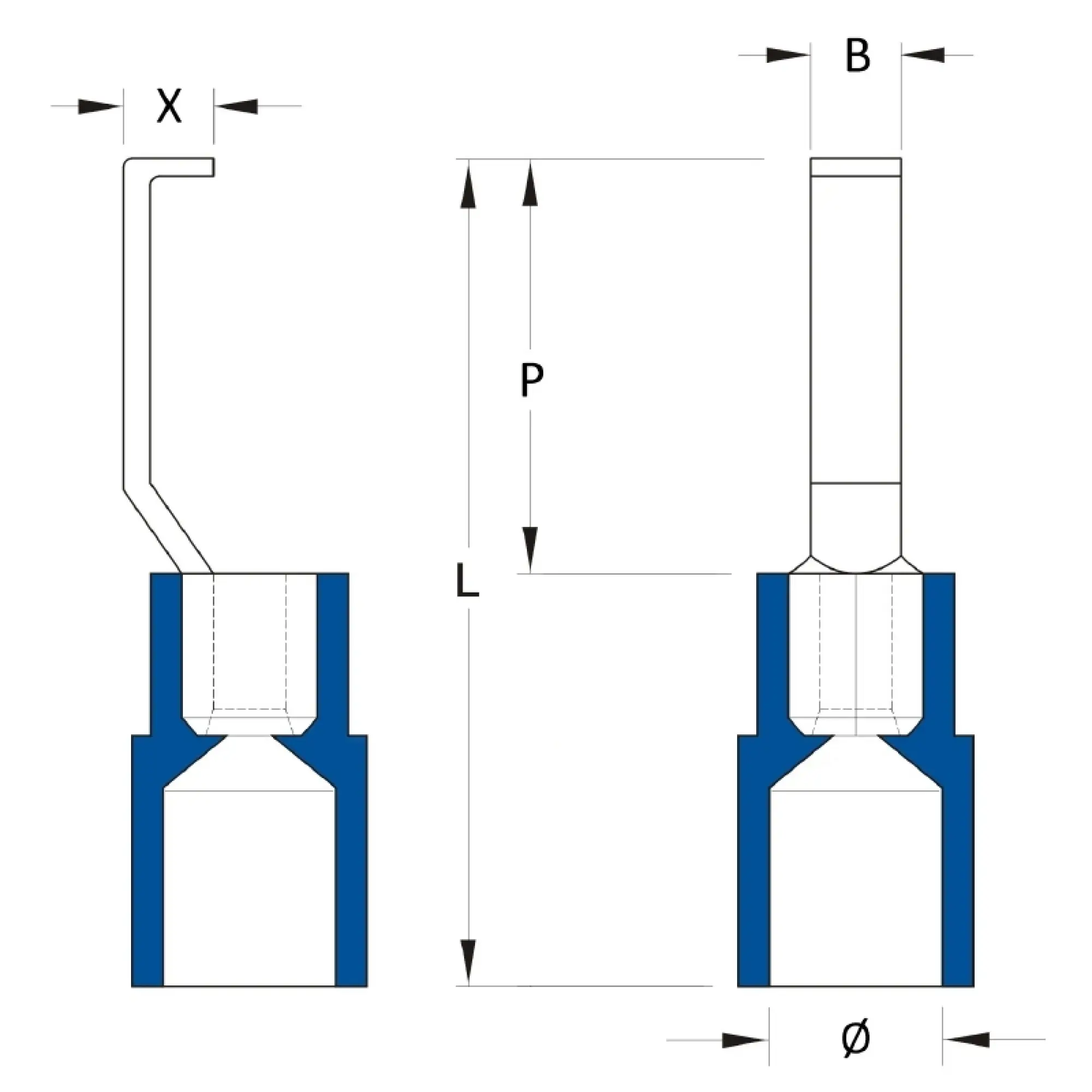 Weidmüller 1233330000 Cable lug, Insulation: Available, Conductor cross-section, max.: 2.5 mm², blue (img_001)
