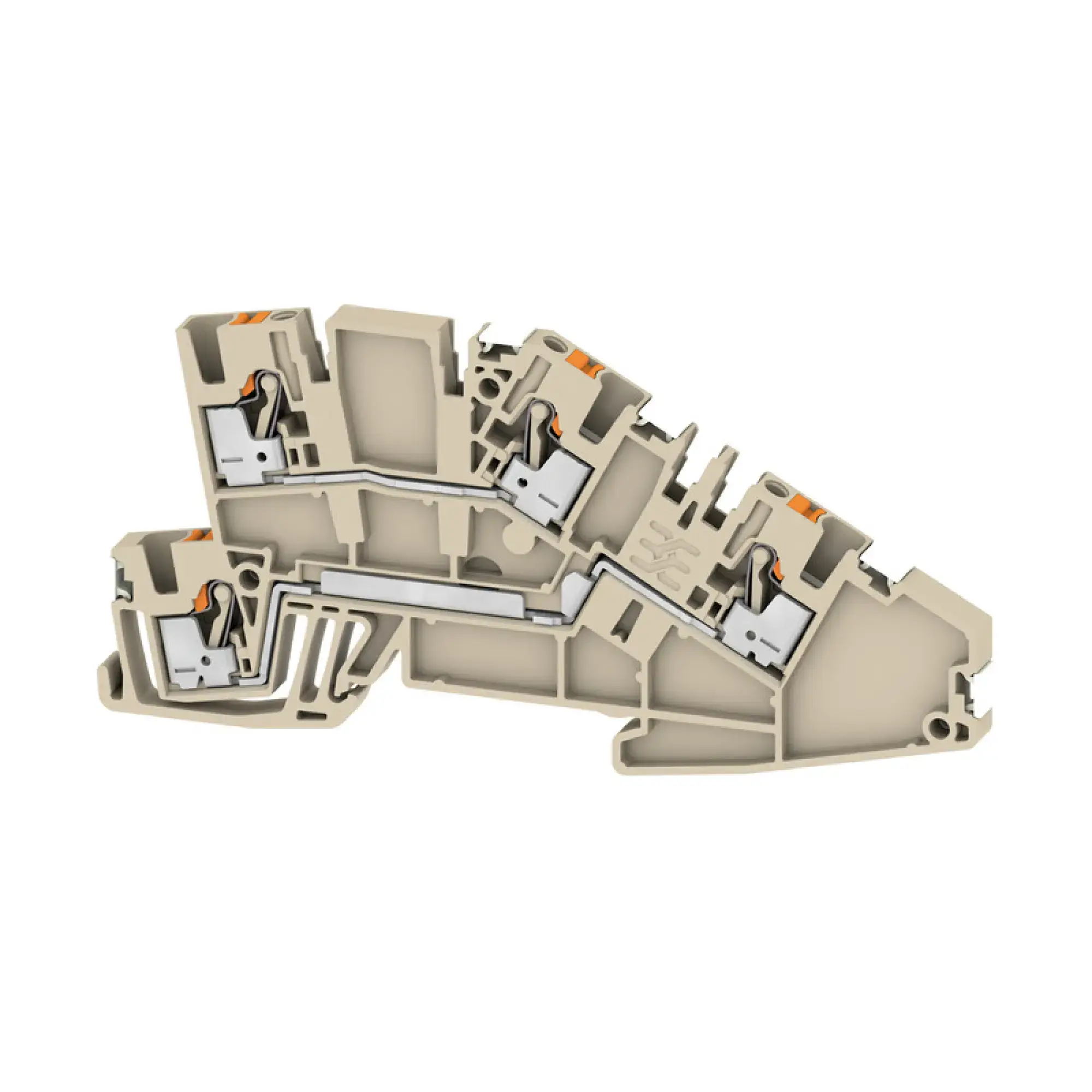 Weidmüller 2782620000 Multi level installation terminal block, PUSH IN, dark beige, 2.5 mm², 24 A, 400 V, Number of connections: 4, Number of levels: 2, TS 35, V-0, Wemid (img_001)