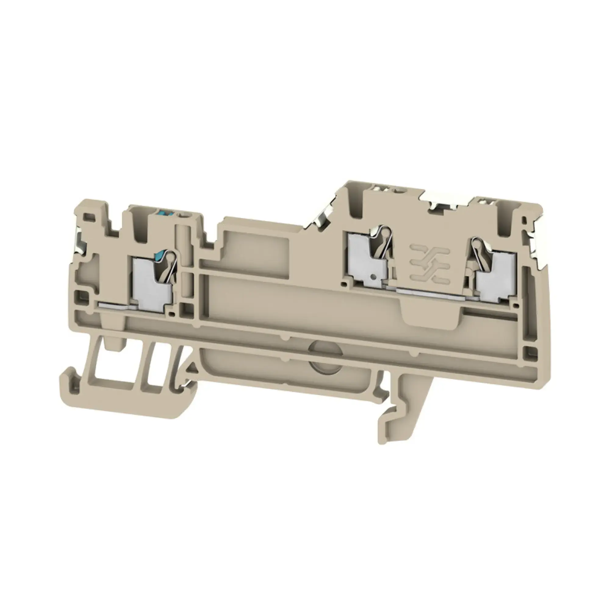 Weidmüller 2675590000 Initiator/actuator terminal, PUSH IN, dark beige, 1.5 mm², 13.5 A, 250 V, Number of connections: 3, Number of levels: 2, TS 35, V-0, Wemid (img_001)