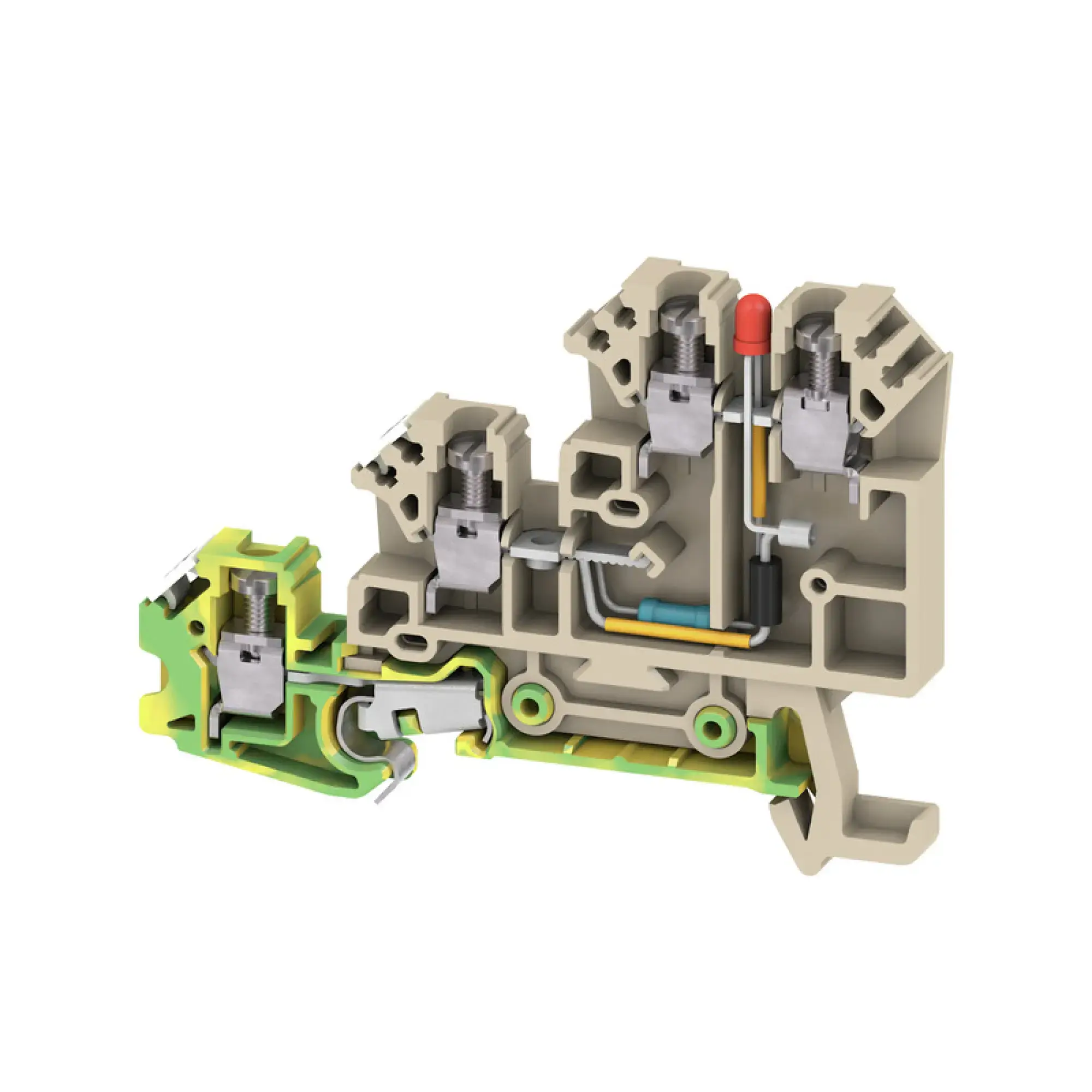 Weidmüller 1783620000 Initiator/actuator terminal, Screw connection, dark beige, 2.5 mm², 17.5 A, 30 V, Number of connections: 3, Number of levels: 3, TS 35, V-0, Wemid (img_001)