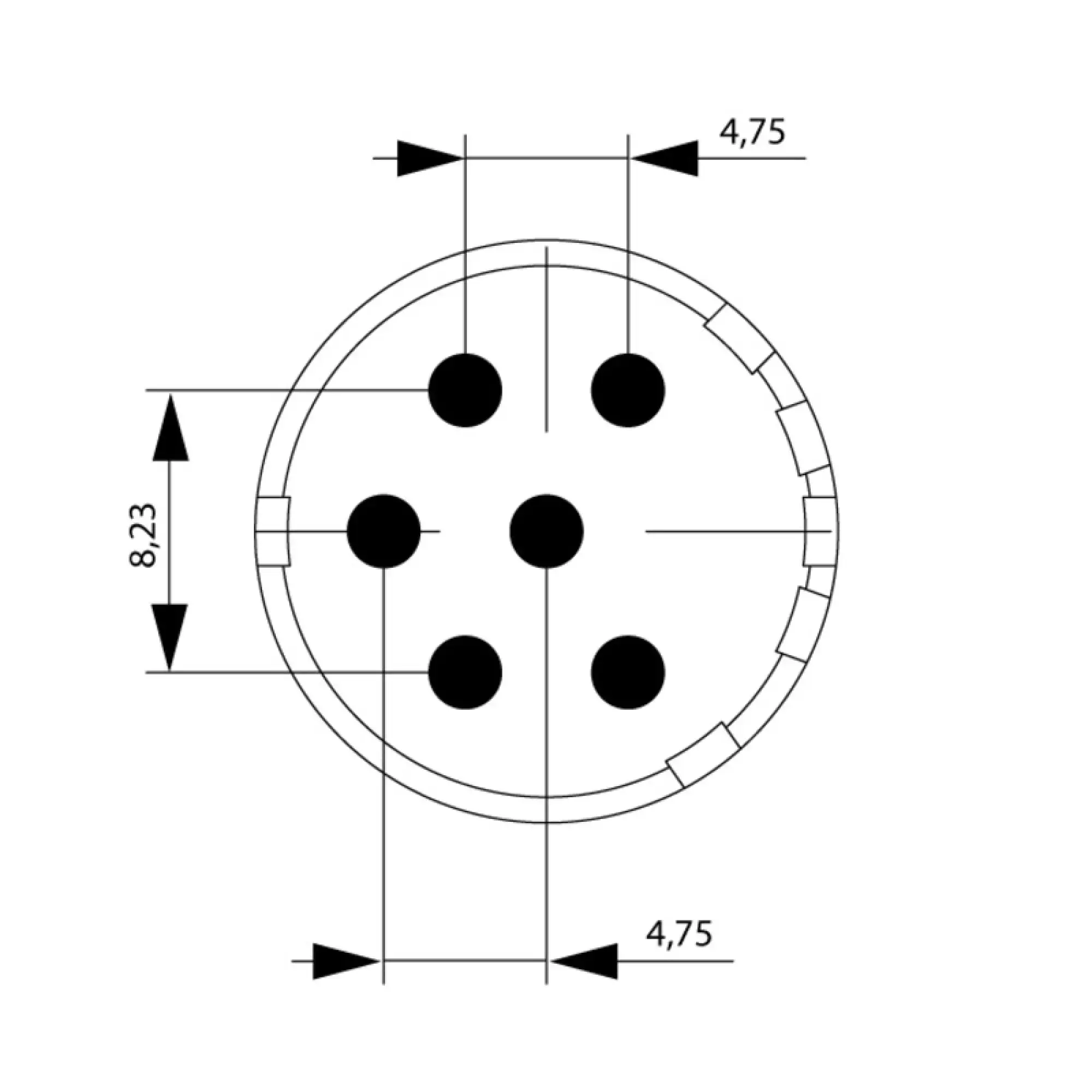 Weidmüller 1224000000 contact insert (circular connector), Solder pin, Solder cup, Solder cups, M23, Number of poles: 6, Coding: none (img_001)