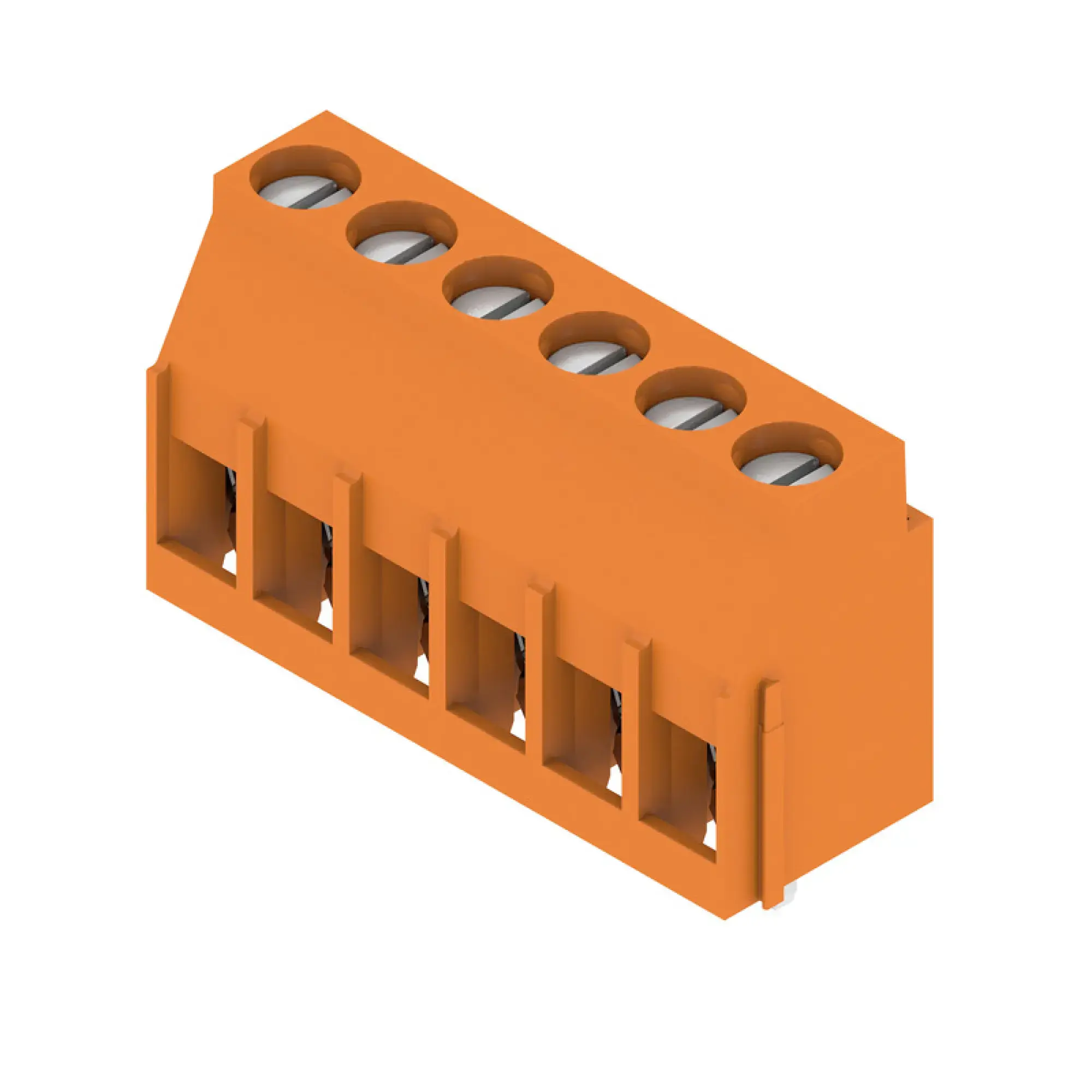 Weidmüller 1001870000 PCB terminal, 320 V, 32.5 A, Pitch in mm: 5.08, 6 mm², Number of poles: 6, Clamping yoke connection, THT solder connection, 90°, Box (img_001)