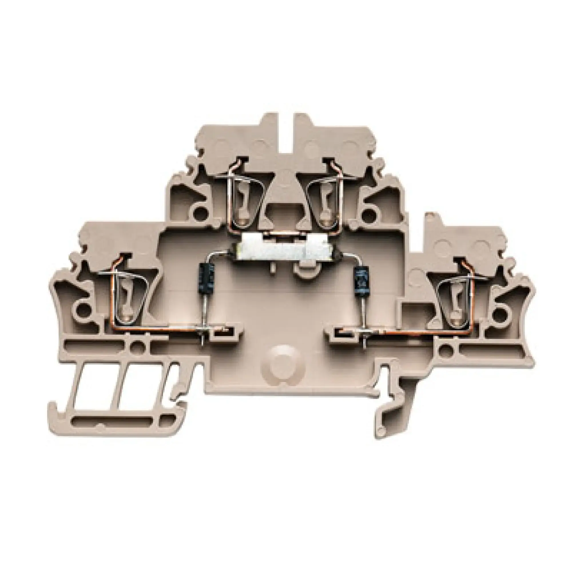 Weidmüller 1690040000 Component terminal block, Tension-clamp connection, dark beige, 2.5 mm², 500 V, 500 V, Number of connections: 4, Number of levels: 2, TS 35, V-0, Wemi (img_001)