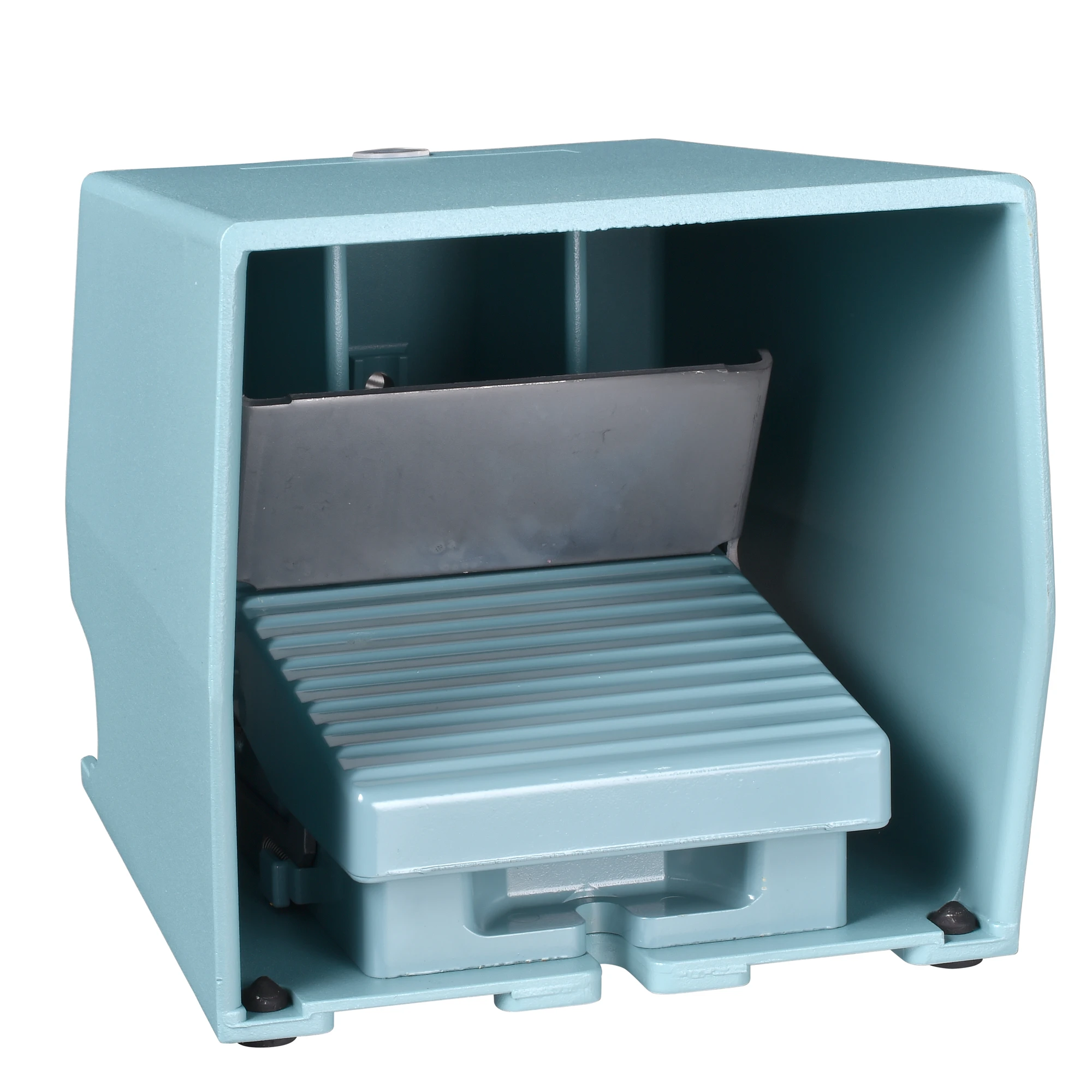 Schneider Electric XPEM529 Foot Switch, Harmony XPE, Simple, Metal, Blue, 1-Stage, 2NC+2NO, IP66, with Protective Cover, with Lock, Analog Output (img_001)