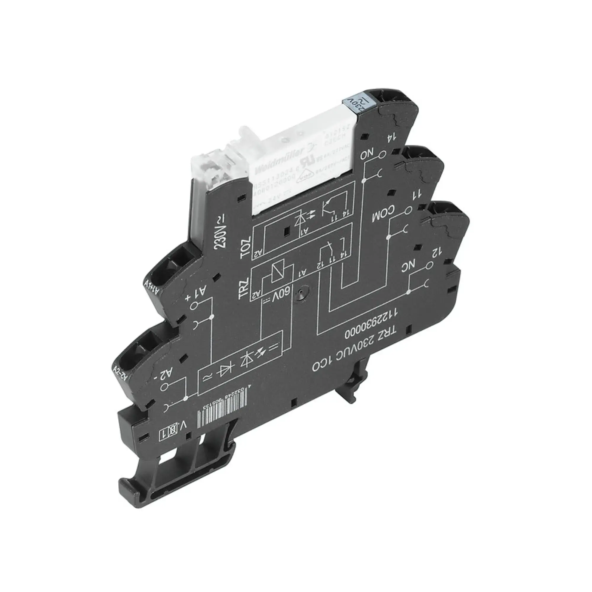 Weidmüller 1122890000 Relay module, 24 V UC ±10 %, Green LED, 1 CO contact (AgNi) , 250 V AC, 6 A, Tension-clamp connection (img_001)