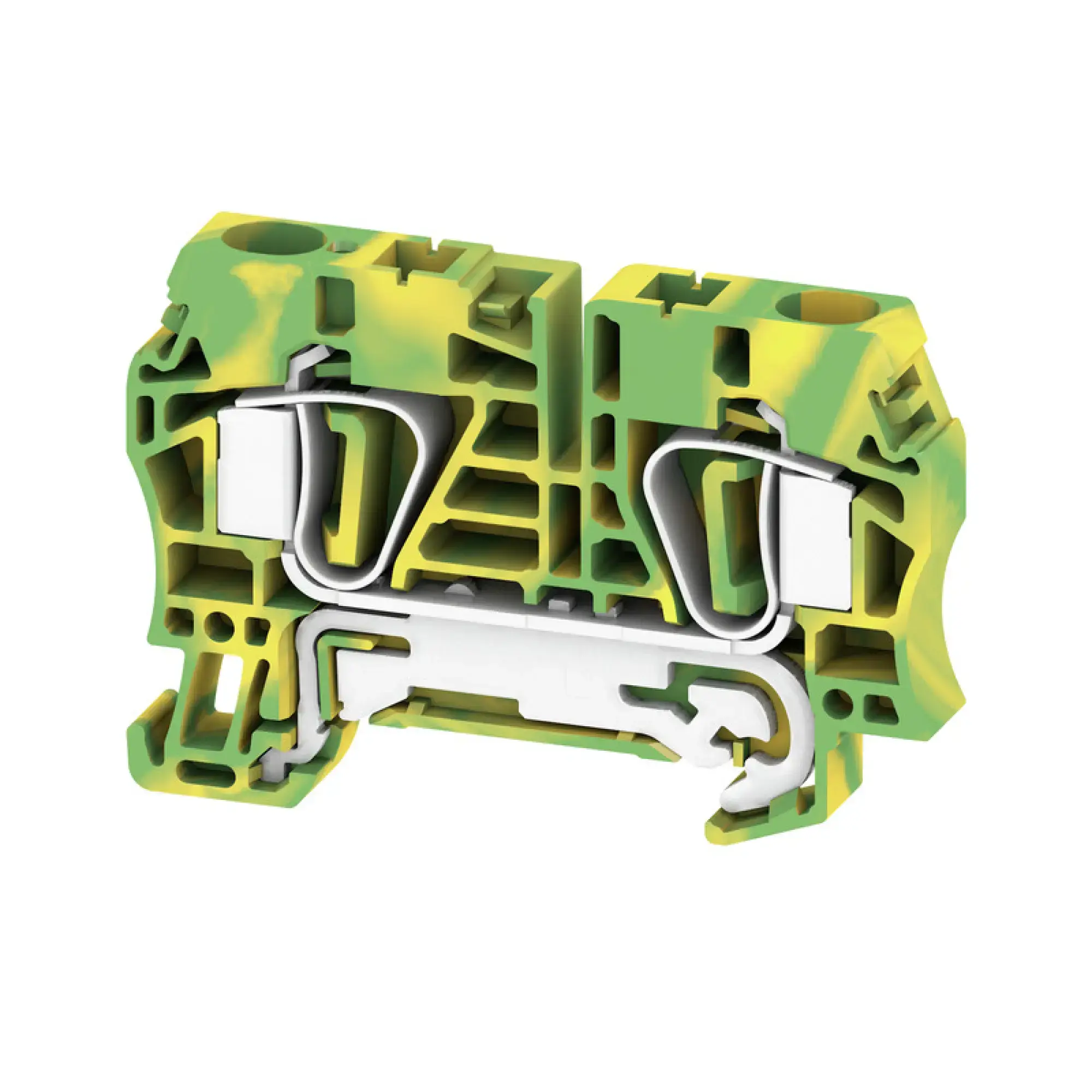 Weidmüller 1608670000 PE terminal, Tension-clamp connection, Green/yellow, 6 mm², 800 V, Number of connections: 2, Number of levels: 1, TS 35, V-0, Wemid (img_001)
