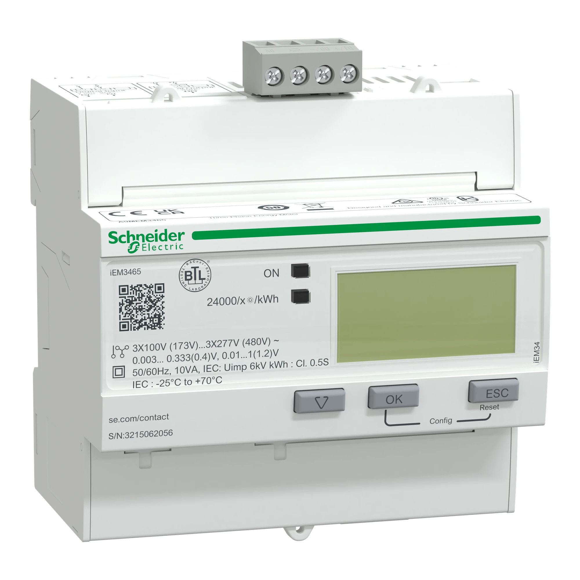 Schneider Electric A9MEM3465 IEM3465 Energy Meter, BACnet, 1 DI, 1 DO, LVCT (img_001)