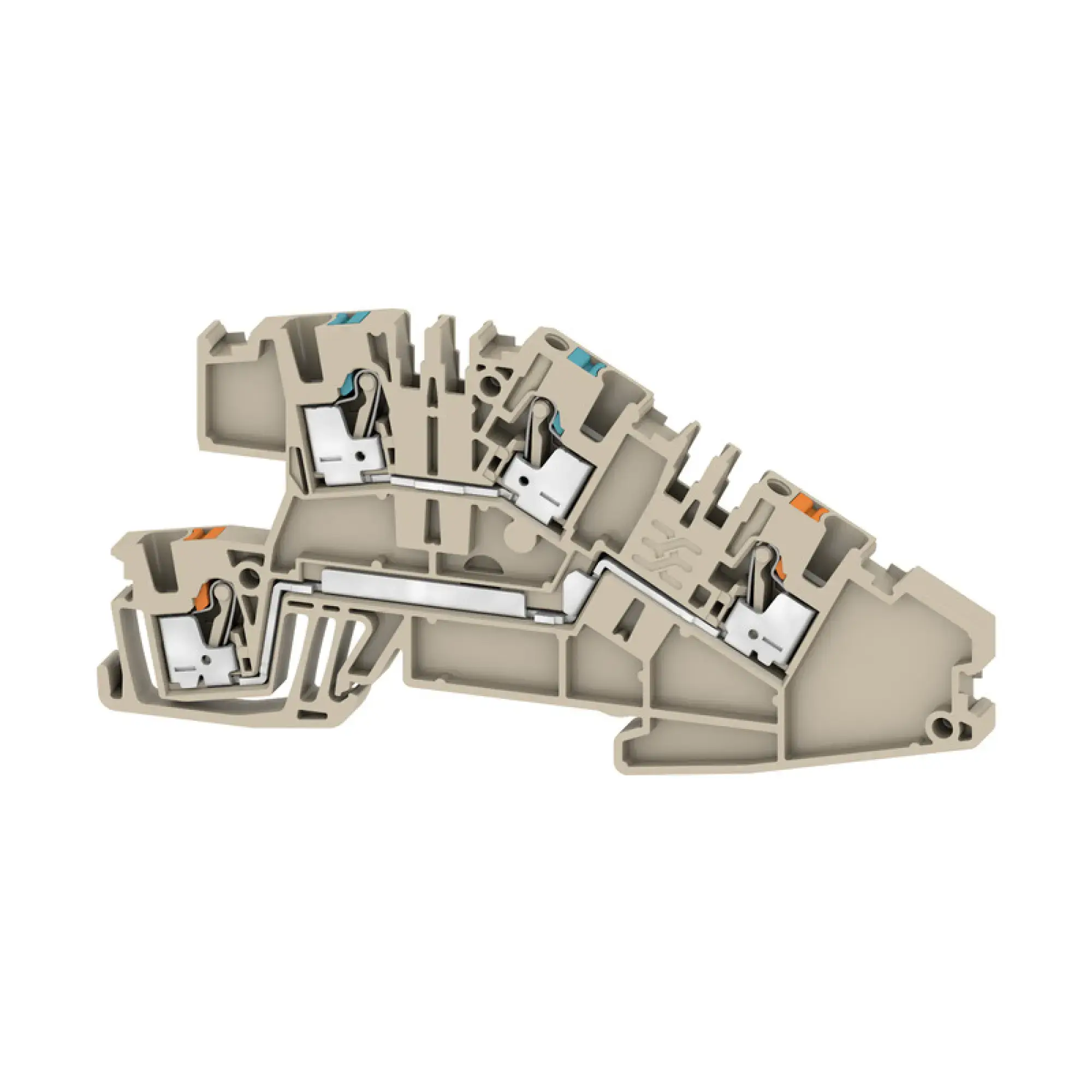 Weidmüller 2668910000 Multi level installation terminal block, PUSH IN, dark beige, 2.5 mm², 24 A, 400 V, Number of connections: 4, Number of levels: 2, TS 35, V-0, Wemid (img_001)