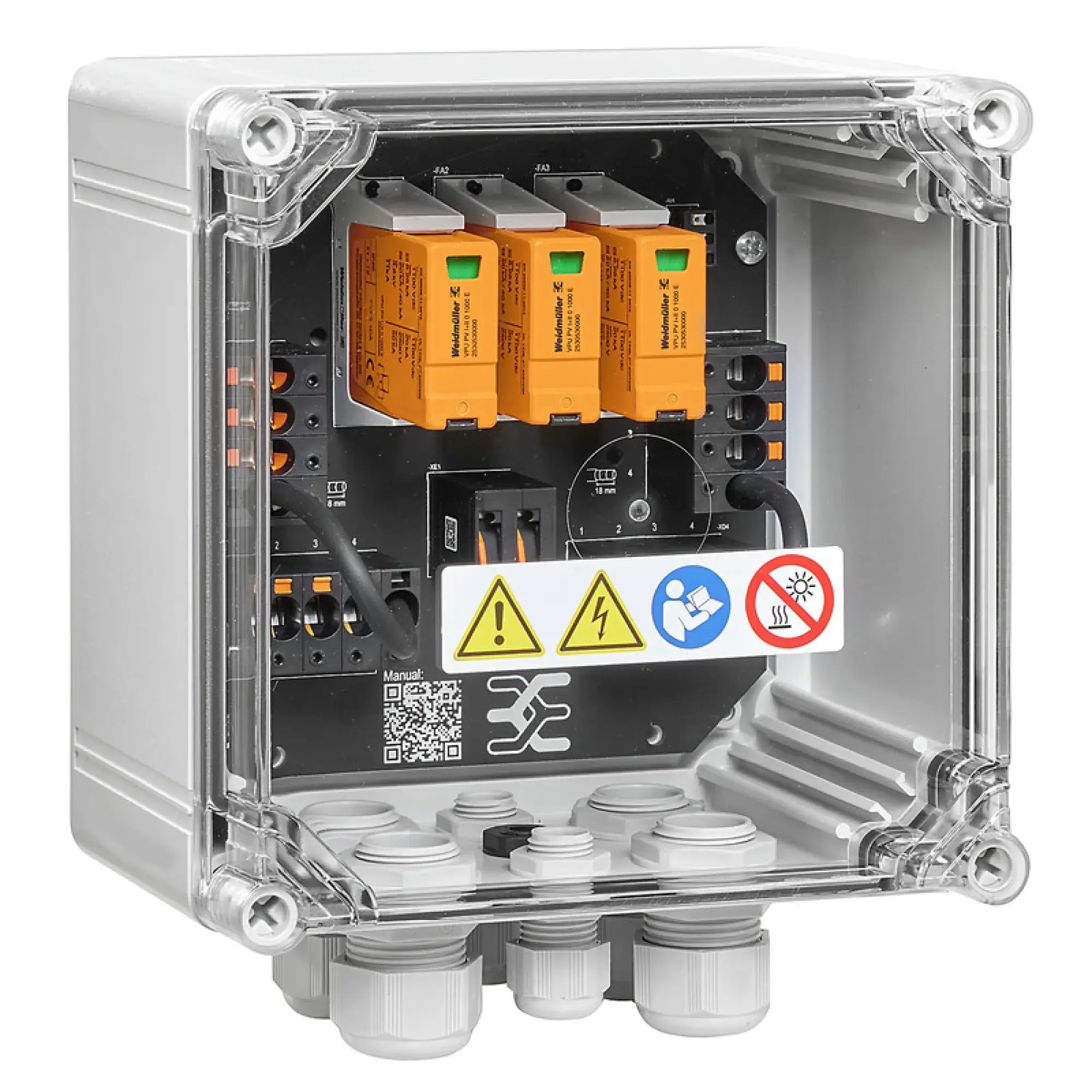Weidmüller 2890560000 Combiner Box (Photovoltaik), 1100 V, 1 MPP, 3 Inputs / 3 Outputs per MPP, Surge protection I / II, Cable gland (img_001)