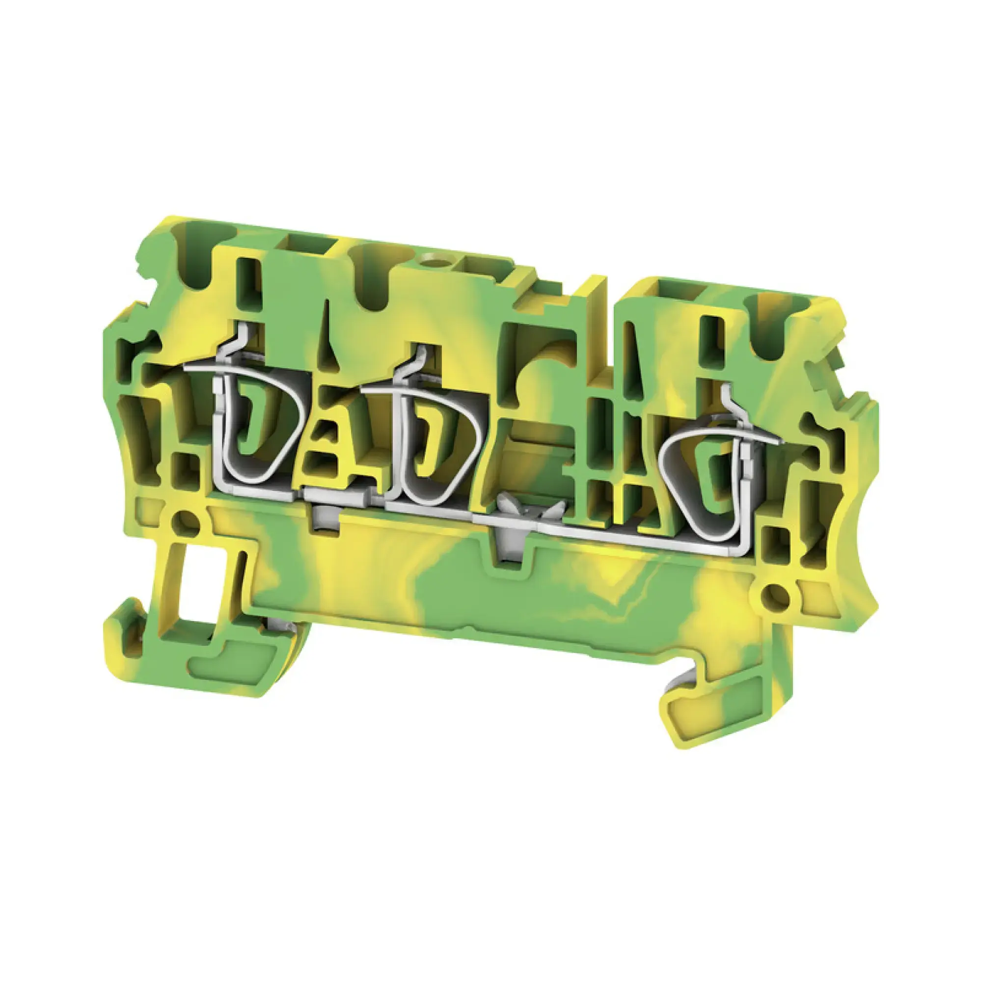 Weidmüller 1608650000 PE terminal, Tension-clamp connection, Green/yellow, 2.5 mm², 800 V, Number of connections: 3, Number of levels: 1, TS 35, V-0, Wemid (img_001)