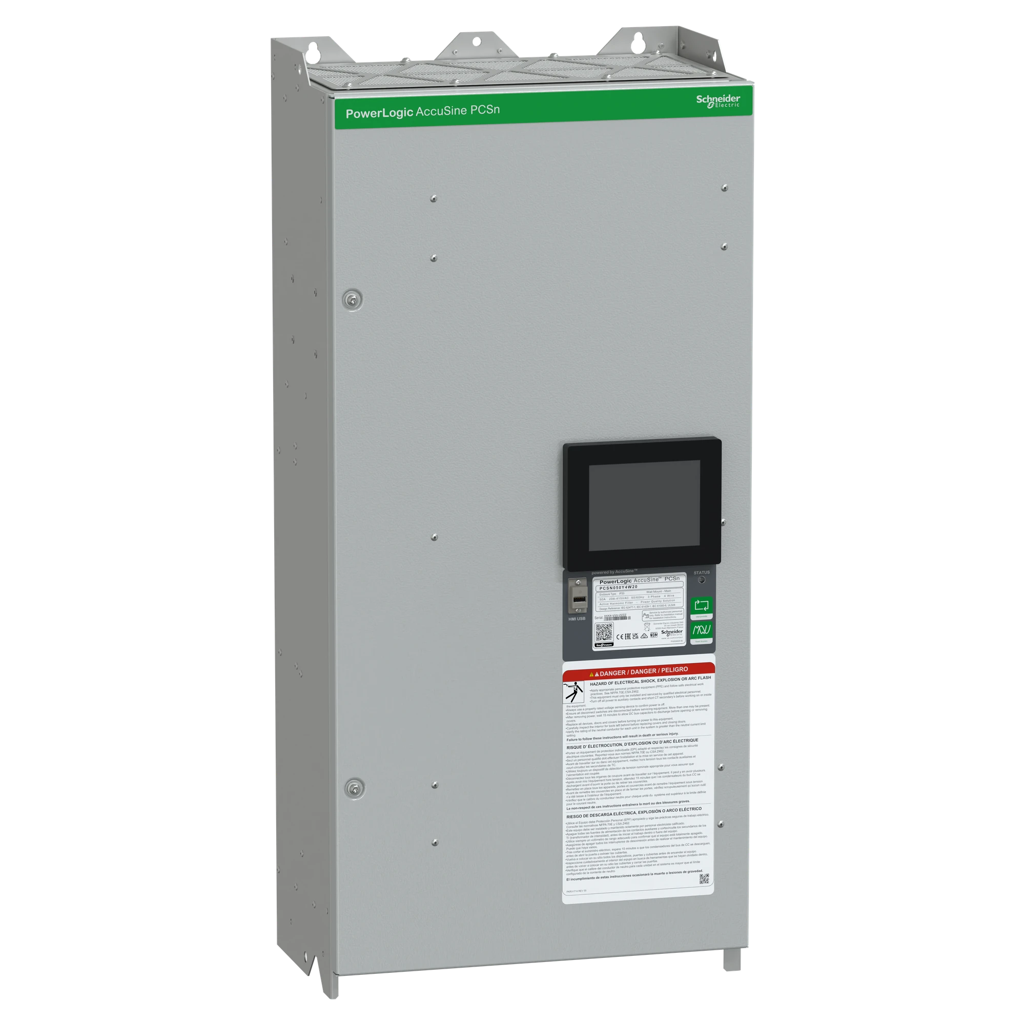 Schneider Electric PCSN050Y4W20 Active Harmonic Filter, AccuSine PCSn, 50A, 208-415V AC, 3P+N, IP20 (img_001)