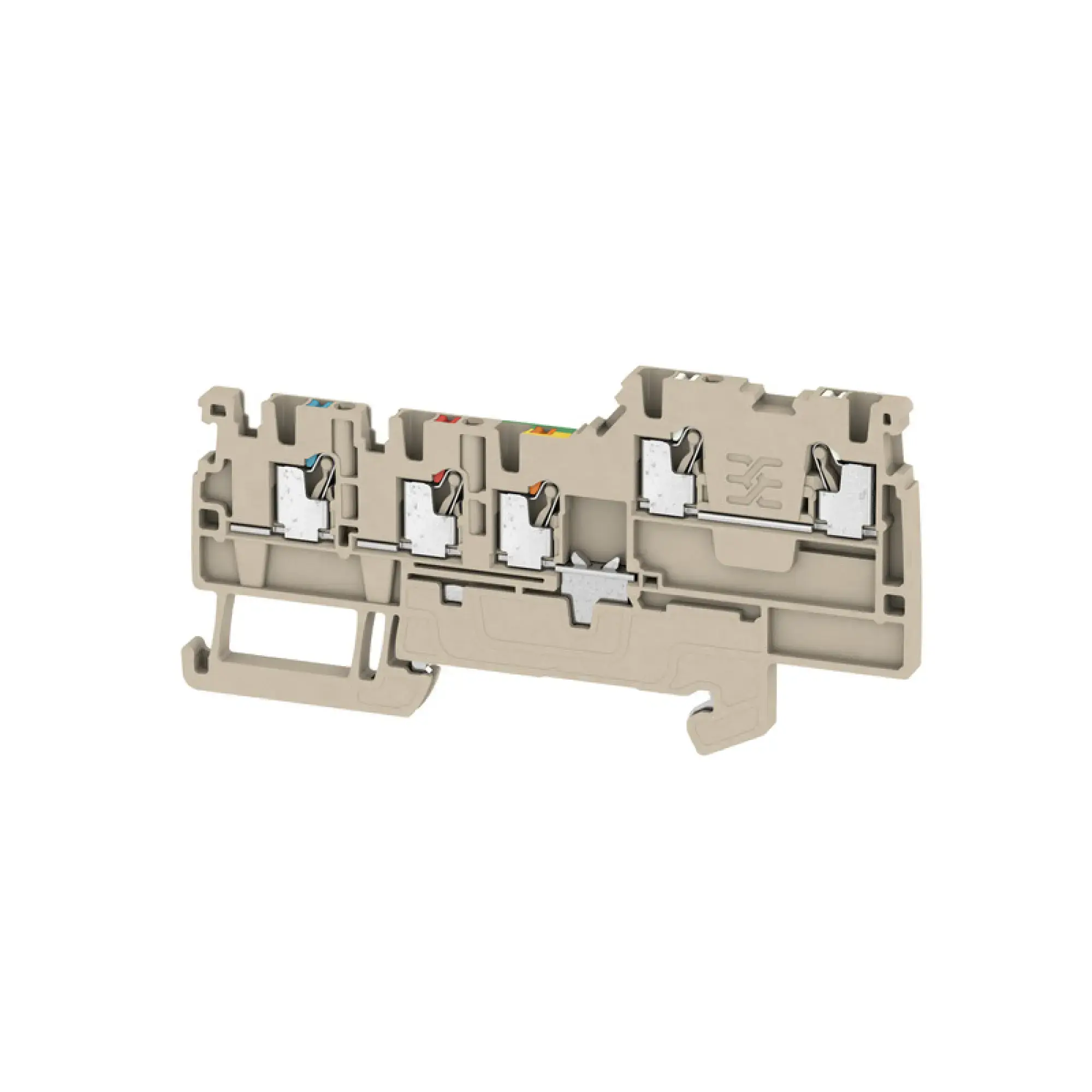 Weidmüller 1992230000 Initiator/actuator terminal, PUSH IN, dark beige, 1.5 mm², 13.5 A, 250 V, Number of connections: 5, Number of levels: 2, TS 35, V-0, Wemid (img_001)