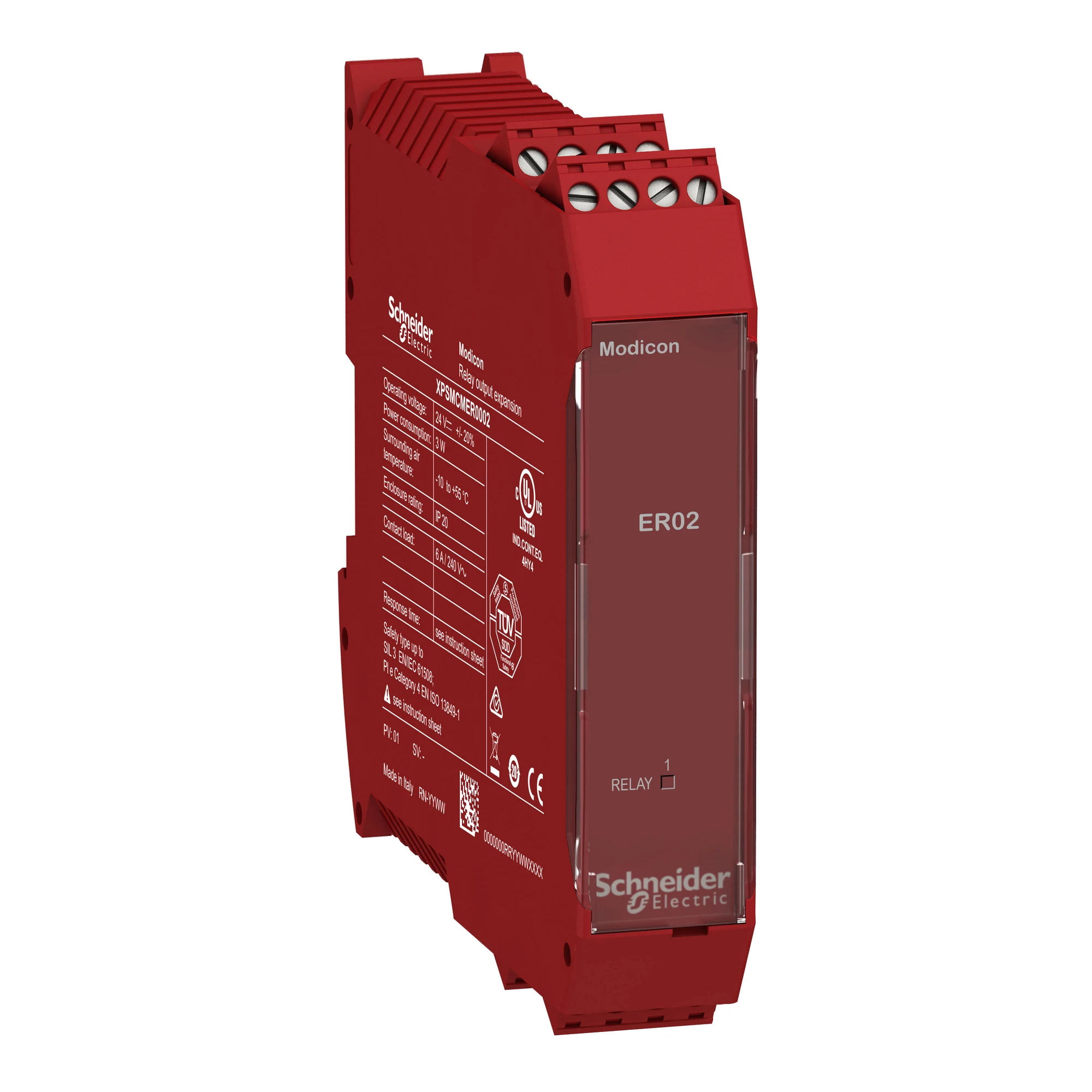 Schneider Electric XPSMCMER0002 Safety relay output expansion Modicon XPSMCM, 2NO+1NC, control via OSSD, screw terminal (img_001)