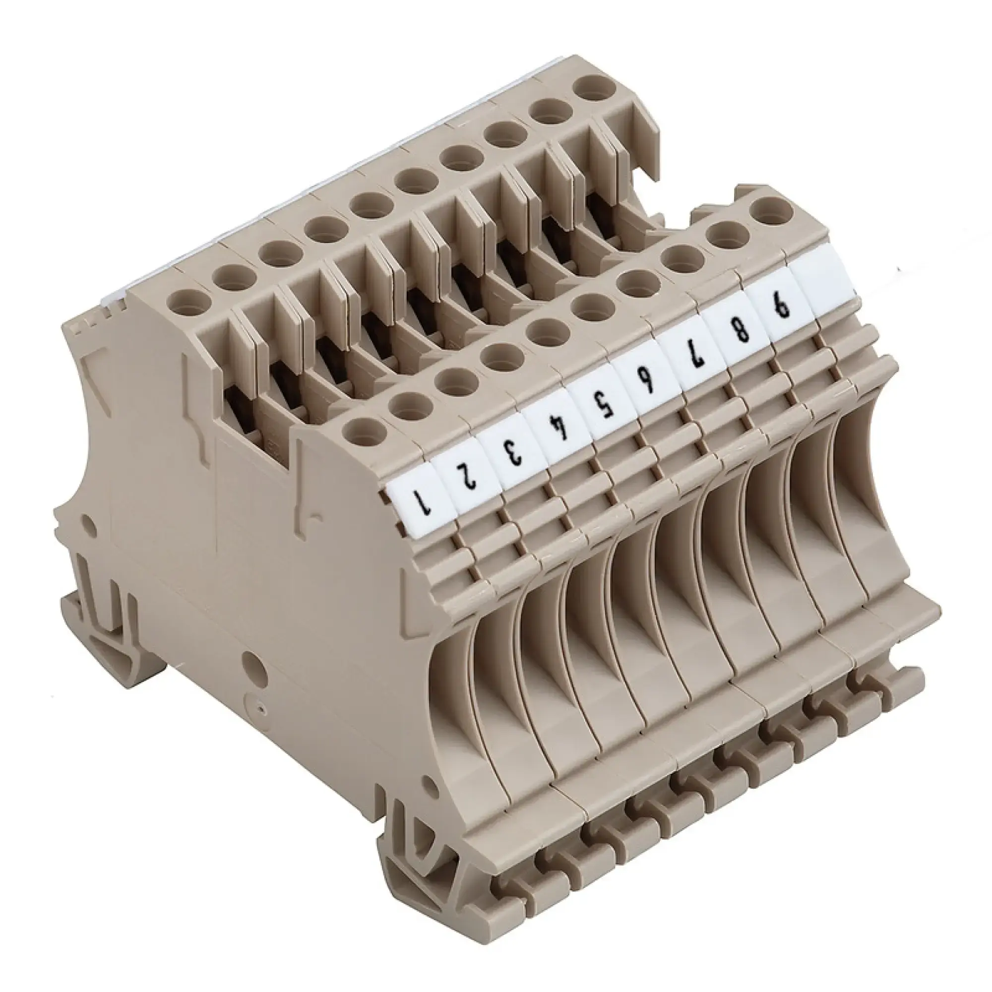 Weidmüller 1020700000 Single- and multi-pole terminal strip, Screw connection, dark beige, 2.5 mm², 24 A, 500 V, Number of connections: 2, Number of levels: 1, V-0, Wemid (img_001)