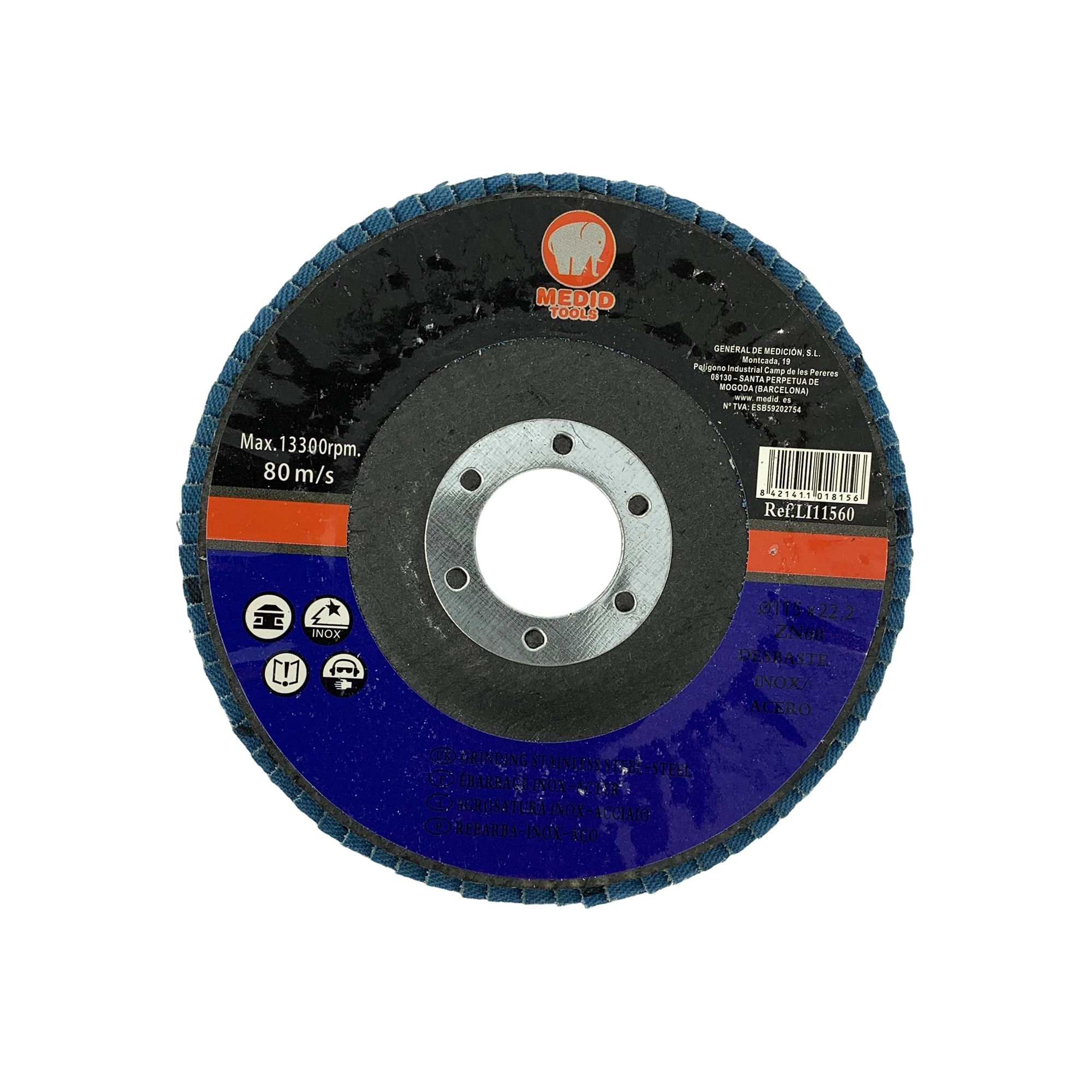MEDID LI115ZN60 Stainless steel cut-off wheels for angle grinders diameter 115 mm- Grit 60 (img_001)