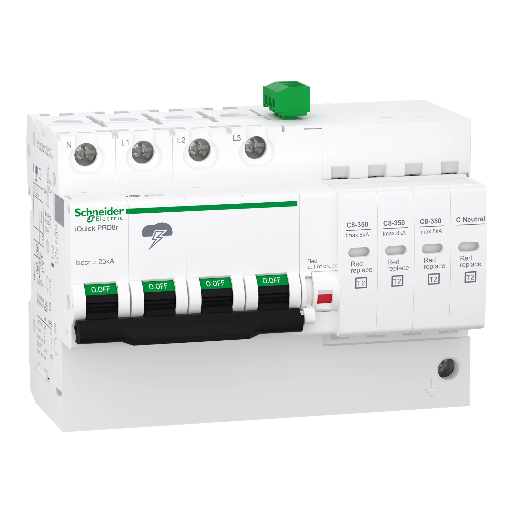 Schneider Electric A9L16300 Surge Protection iQuick PRD8r, pluggable protection modules 3P+N, Imax 8kA (img_001)
