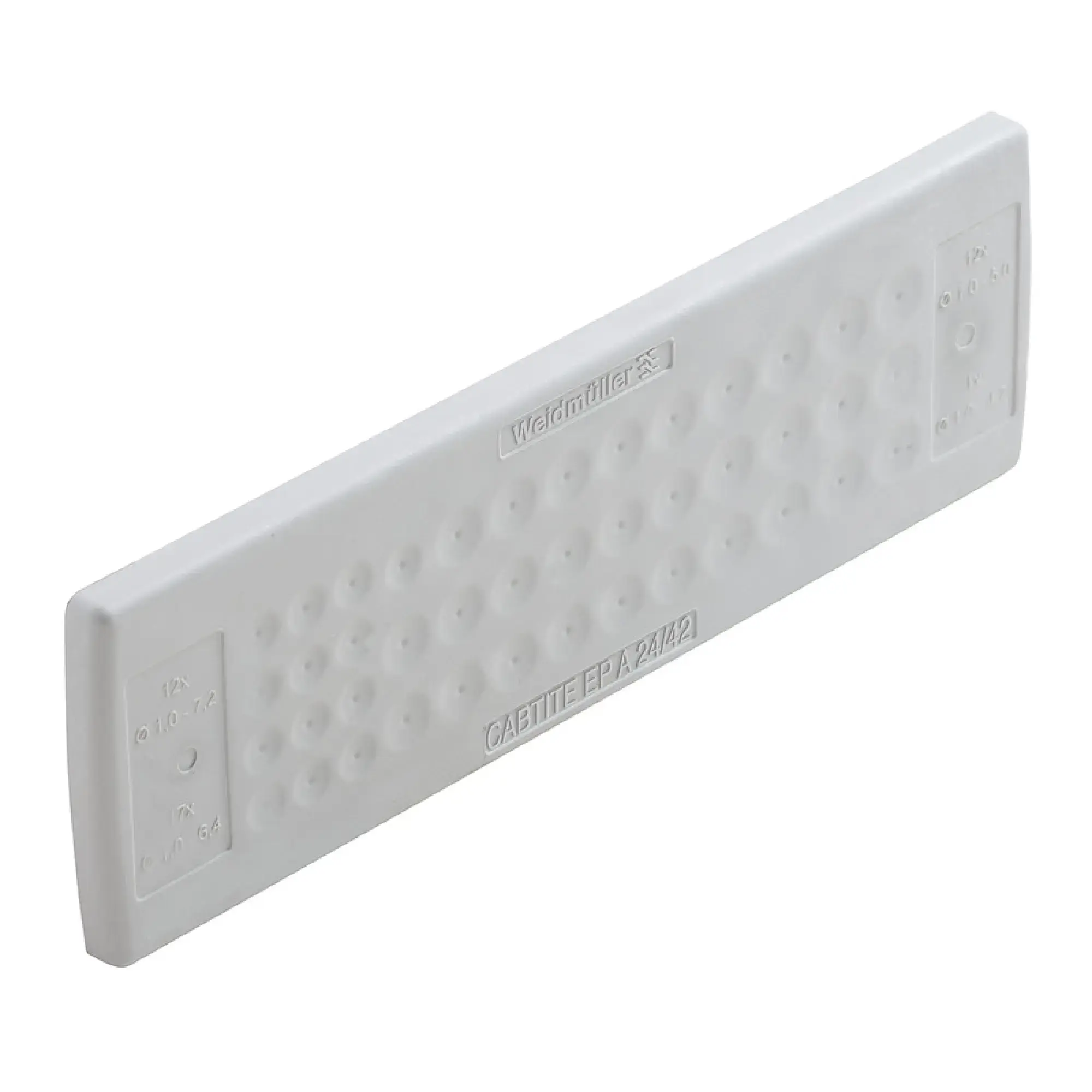 Weidmüller 2743600000 Cable feed-through plate (cable entry system), Cabtite (cable entry system), TPE, grey, 142 x 44 x 12 mm, Depth: 12 mm, -40 °C…90 °C, IP54 (img_001)