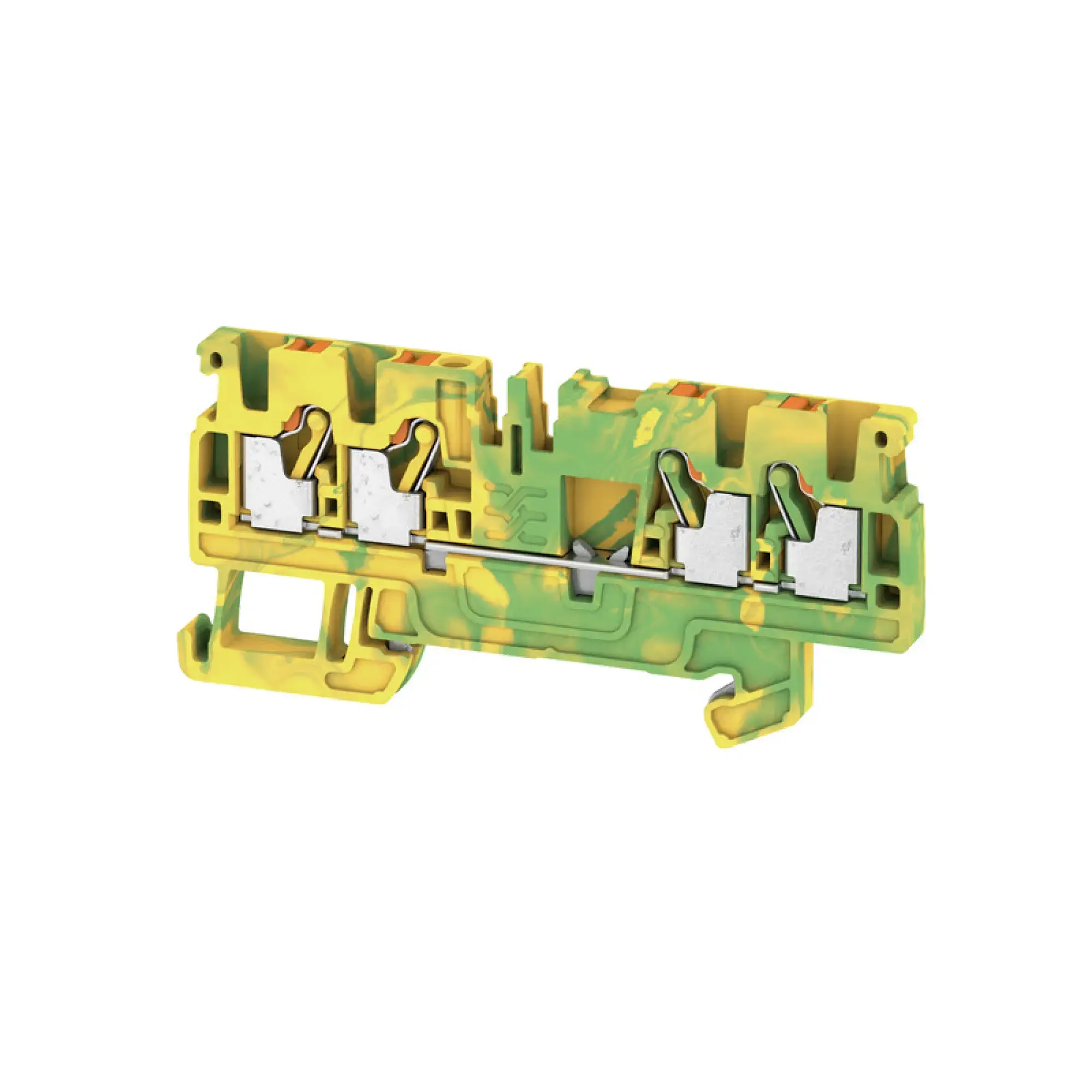 Weidmüller 1521540000 PE terminal, PUSH IN, Green/yellow, 2.5 mm², 800 V, Number of connections: 4, Number of levels: 1, TS 35, V-0, Wemid (img_001)
