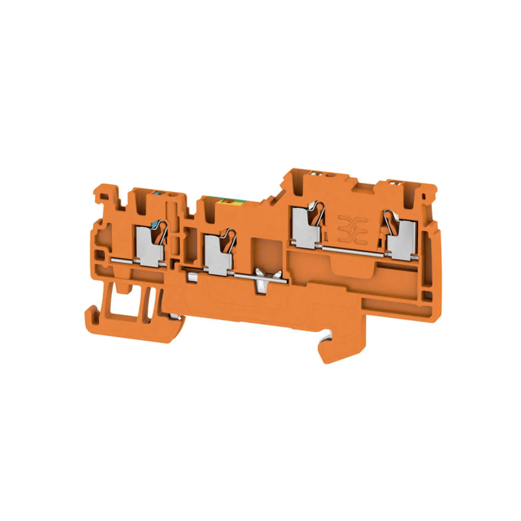 Weidmüller 2579580000 Initiator/actuator terminal, PUSH IN, orange, 1.5 mm², 13.5 A, 250 V, Number of connections: 4, Number of levels: 1, TS 35, V-0, Wemid (img_001)