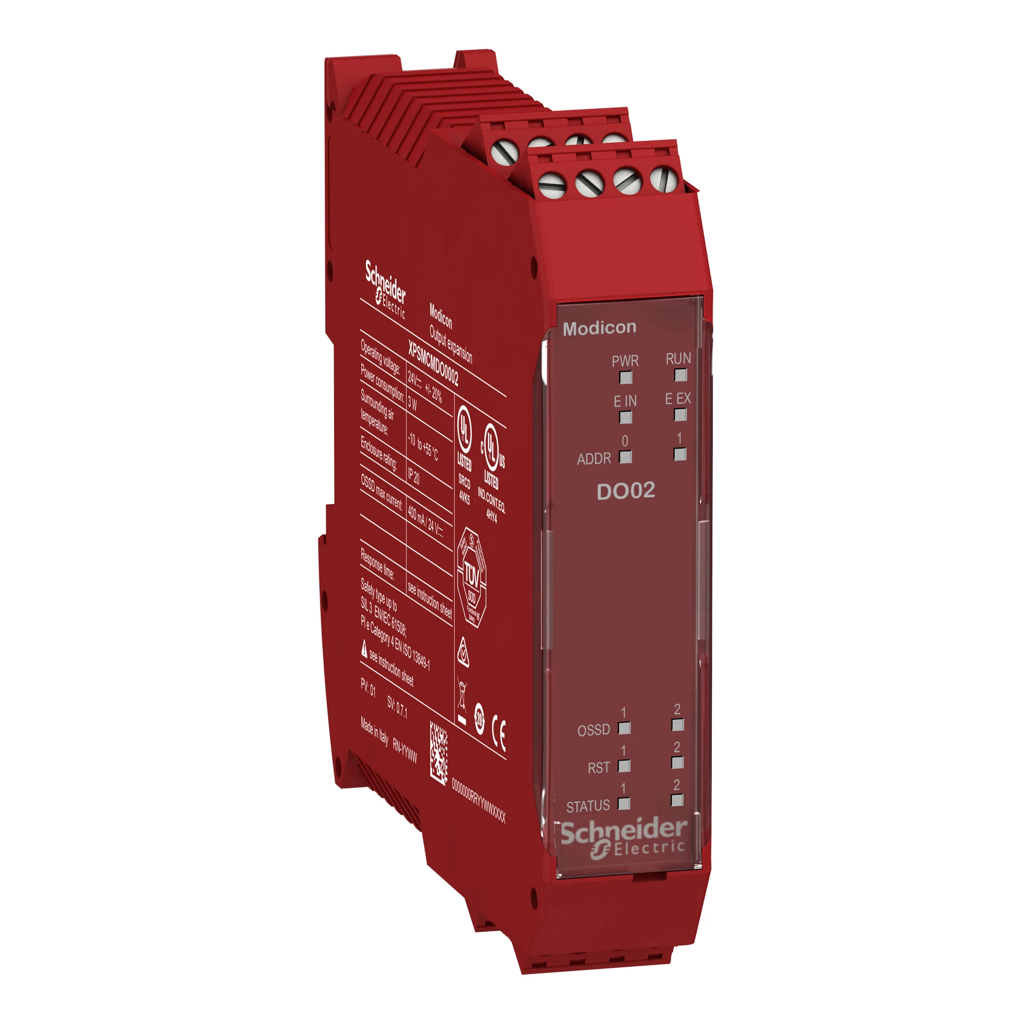 Schneider Electric XPSMCMDO0002 Output Expansion Module Modicon XPSMCM, 2x 2A, Safe OSSD Output Pairs, Screw Terminals (img_001)
