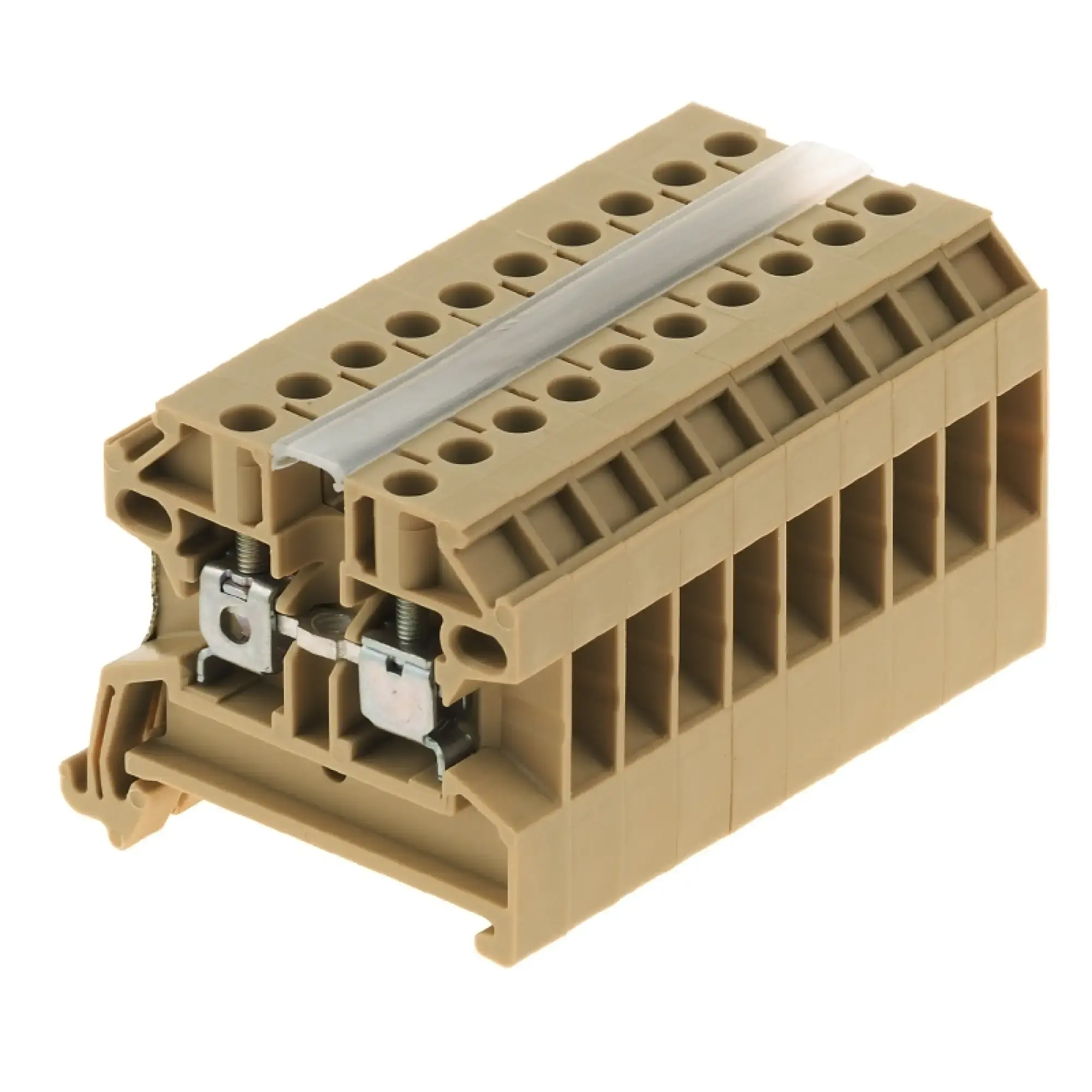 Weidmüller 0499560000 Single- and multi-pole terminal strip, Screw connection, beige / yellow, 2.5 mm², 24 A, 800 V, Number of connections: 2, Number of levels: 1, V-2, PA (img_001)
