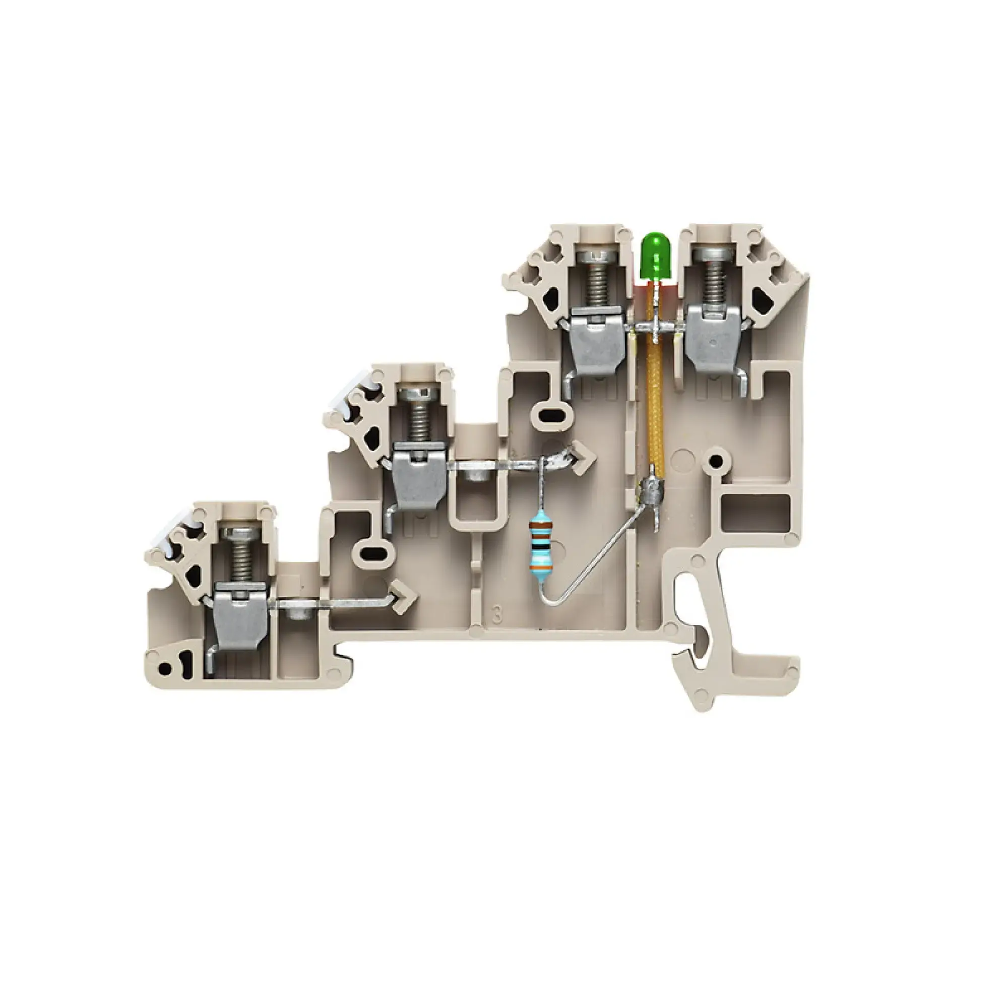 Weidmüller 1783940000 Initiator/actuator terminal, Screw connection, dark beige, 2.5 mm², 24 A, 30 V, Number of connections: 4, Number of levels: 3, TS 35, V-0, Wemid (img_001)