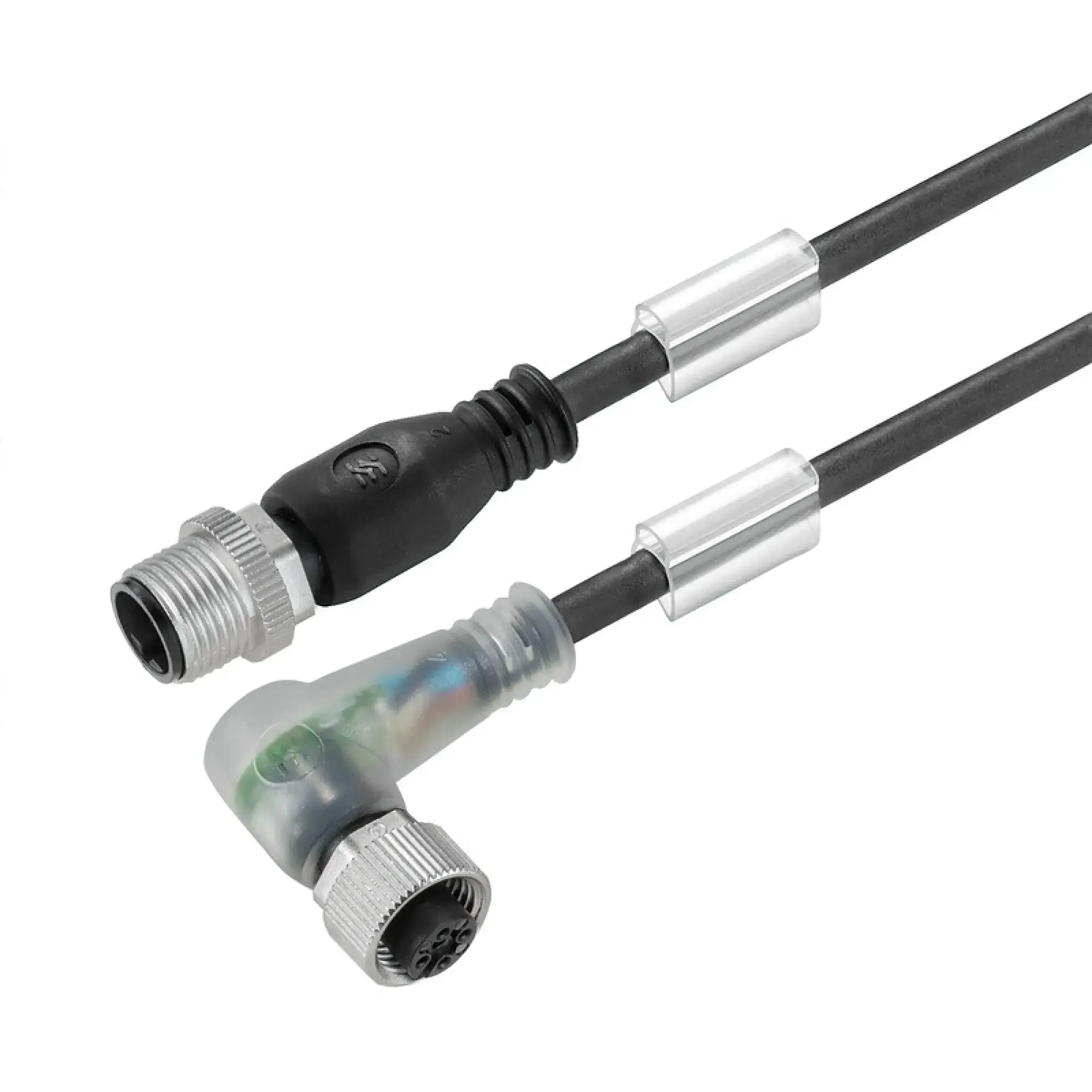 Weidmüller 1004310500 Sensor-actuator Cable (assembled), Connecting line, M12 / M12, Number of poles: 4, pin, straight - socket, 90°, LED: Yes, Cable length: 5 m, Shielded: (img_001)