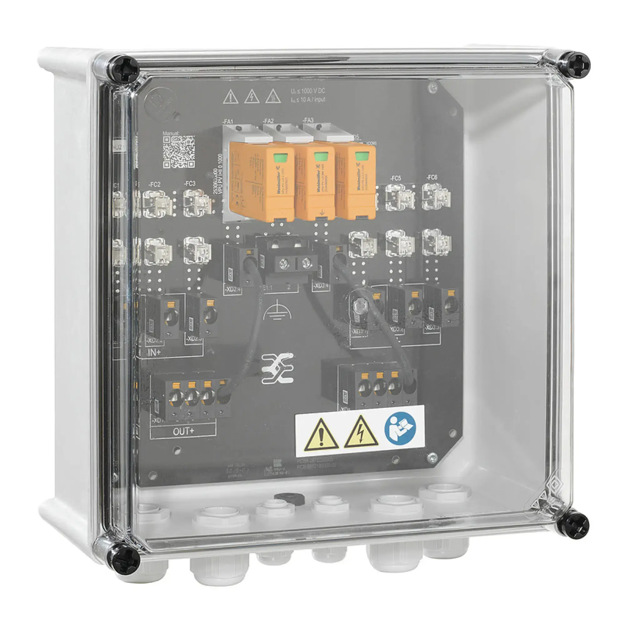 Weidmüller 2683030000 Combiner Box (Photovoltaik), 1000 V, 1 MPP, 3 Inputs / 3 Outputs per MPP, With fuse holder, Surge protection I / II, Cable gland (img_001)