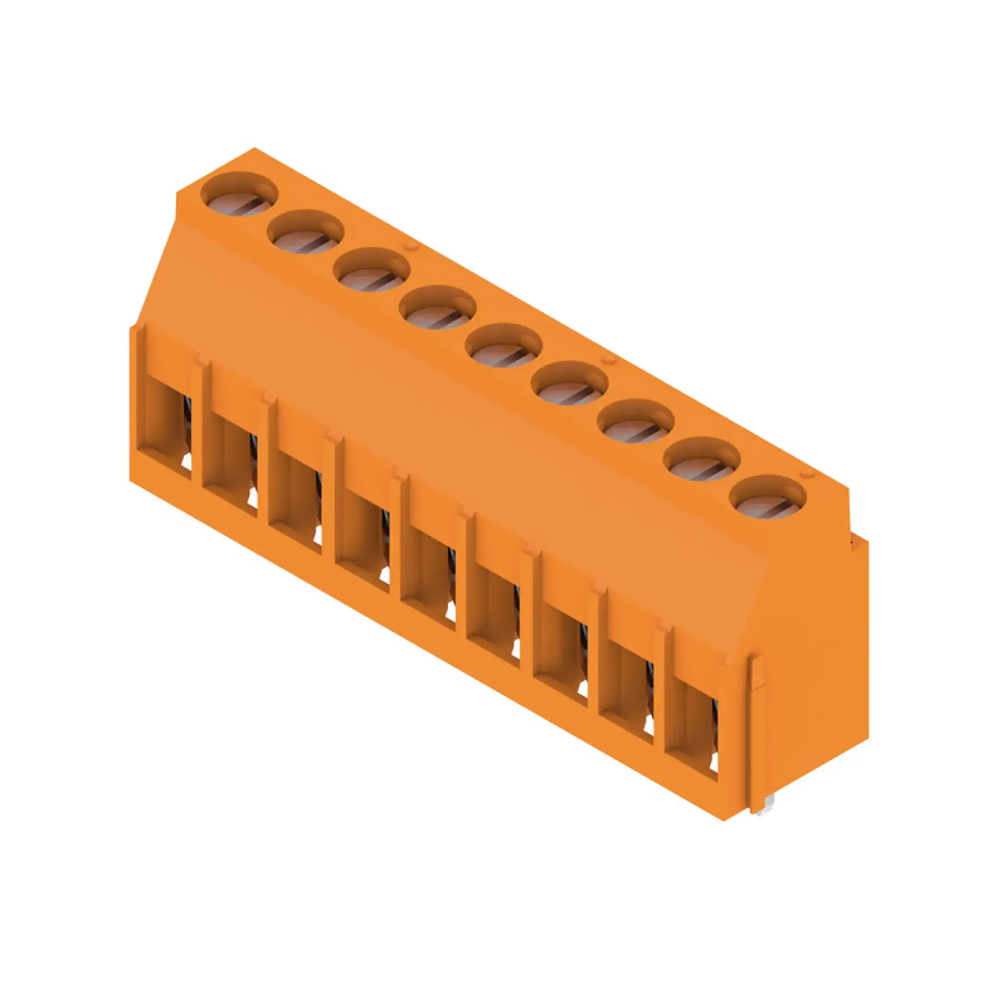 Weidmüller 1001770000 PCB terminal, 320 V, 32.5 A, Pitch in mm: 5.00, 6 mm², Number of poles: 9, Clamping yoke connection, THT solder connection, 90°, Box (img_001)