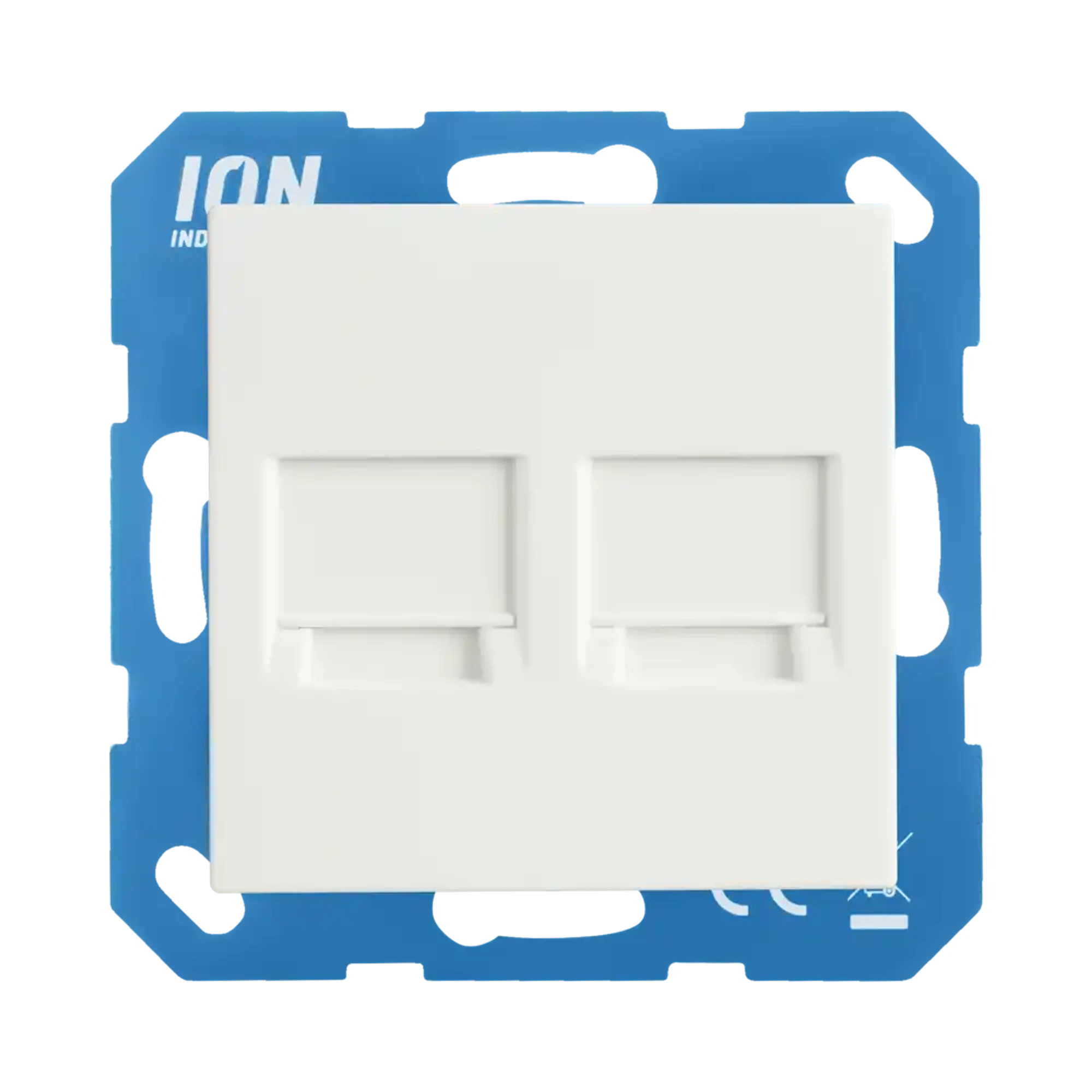 ION INDUSTRIES 13.300.014 Modular Jack 2-gang with Central Plate V1/J1 Alpine White (img_001)