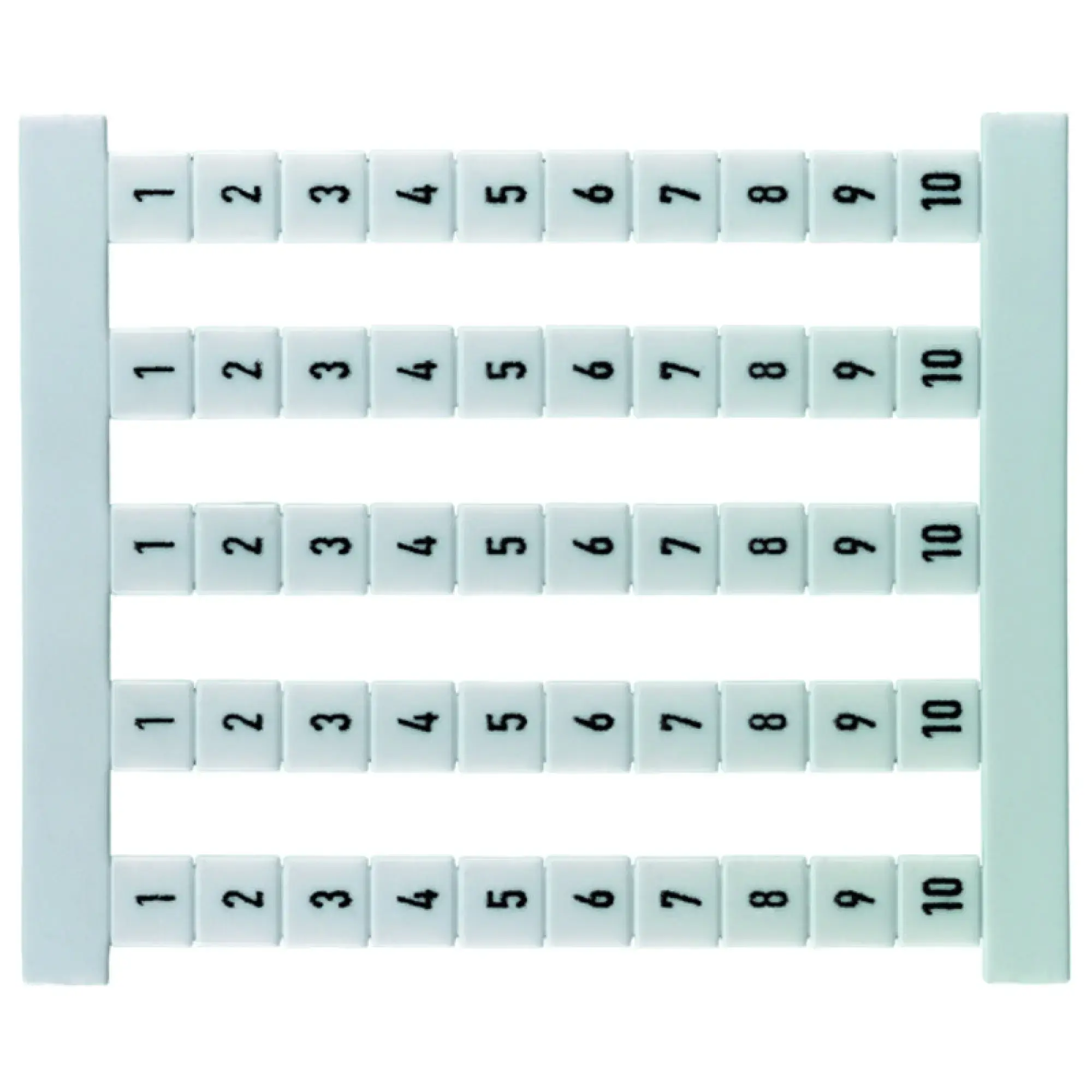 Weidmüller 0460660041 Terminal marking, white, Pitch in mm: 5.00, Printed characters: Numbers, vertical, Width: 5 mm, Height: 5 mm (img_001)