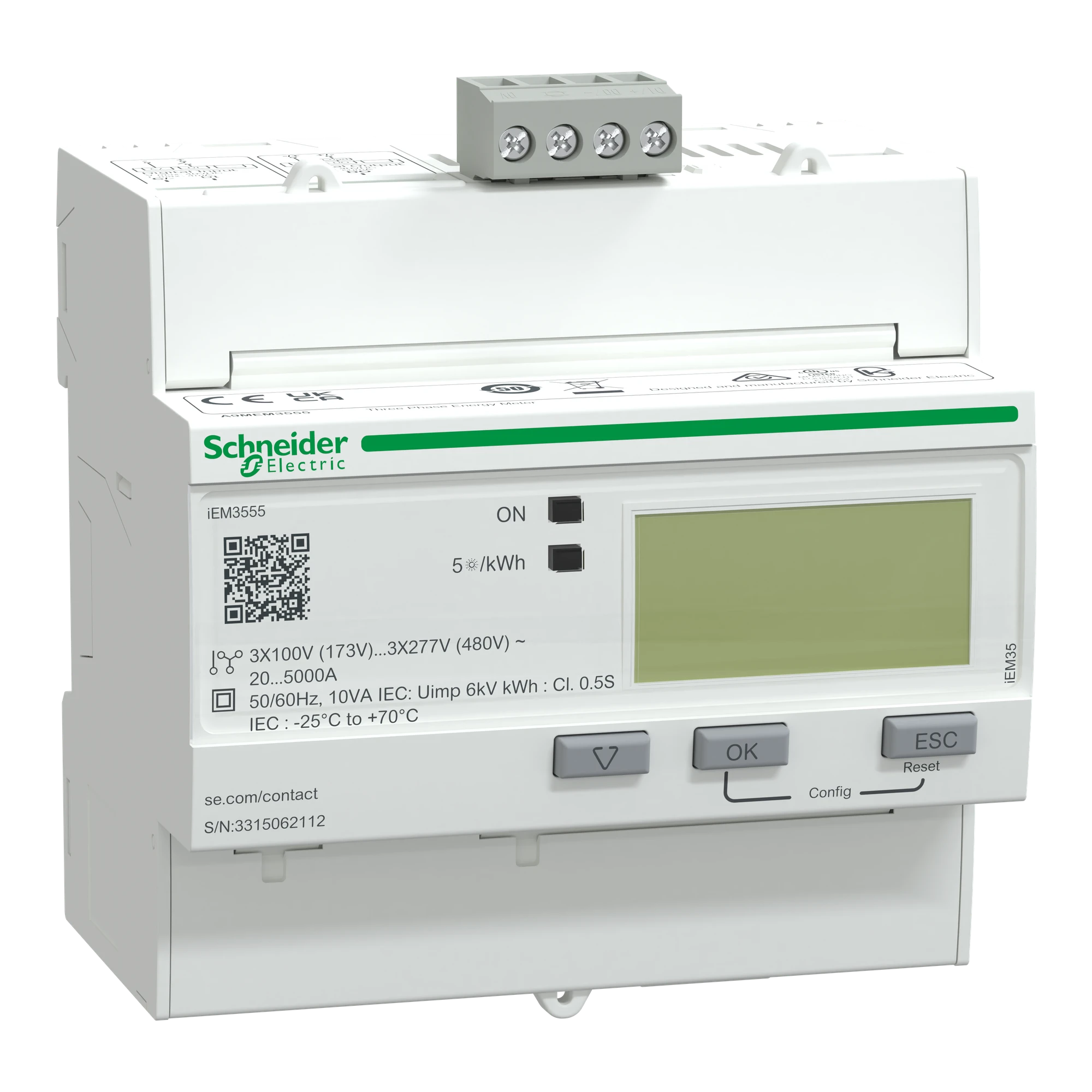 Schneider Electric A9MEM3555 IEM3555 Energy Counter, Modbus, 1 DI, 1 DO, Rogowski Converter (img_001)