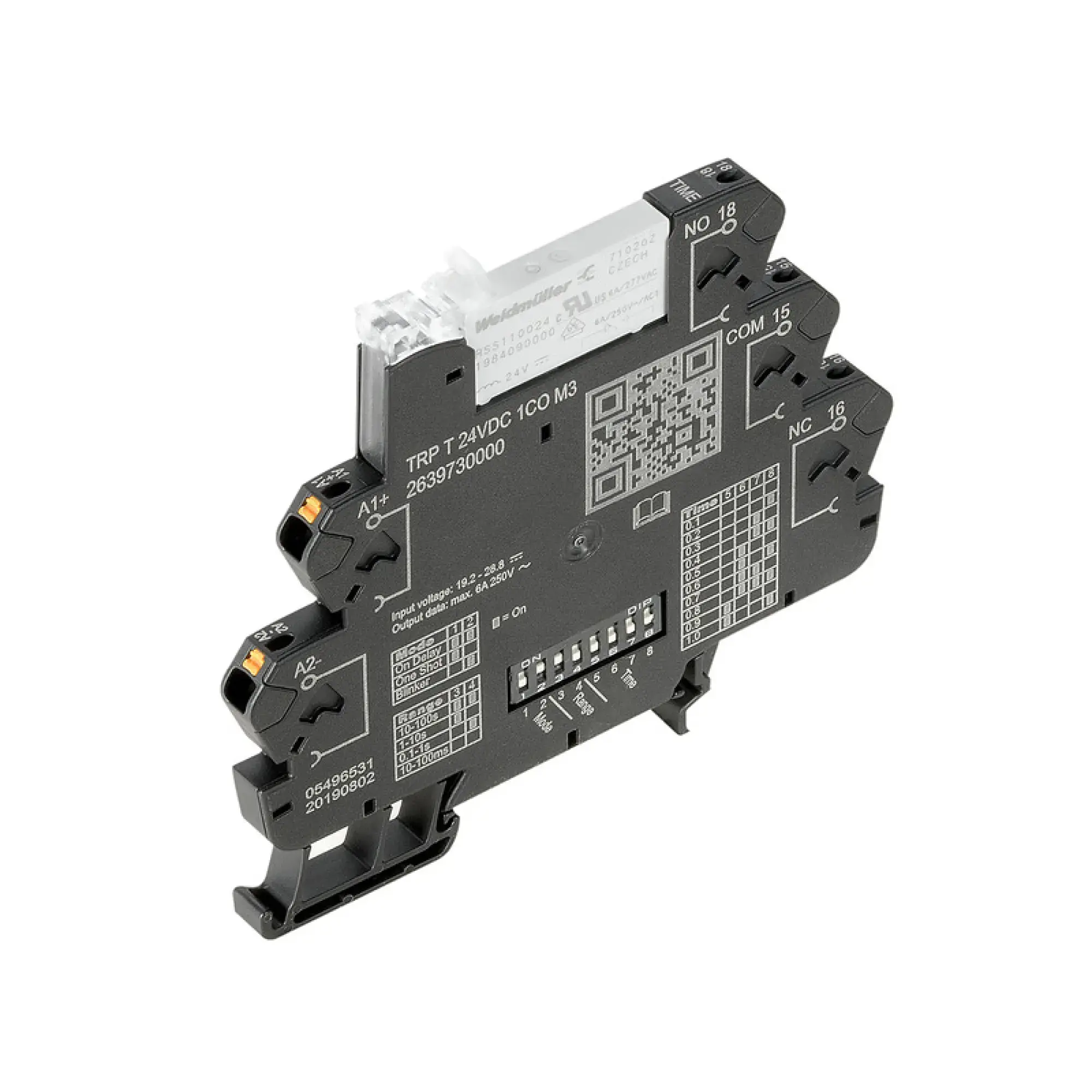 Weidmüller 2639730000 Timing relay, 24 V DC ±20 %, 1 CO contact (AgSnO) , 6 A, PUSH IN (img_001)